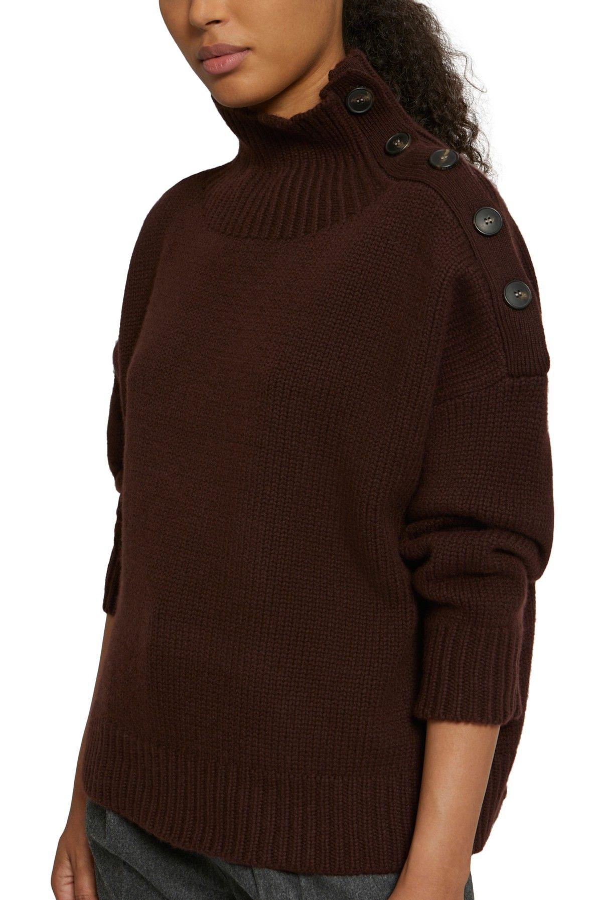 Yves Salomon Oversize Knit Sweater in Brown | Lyst