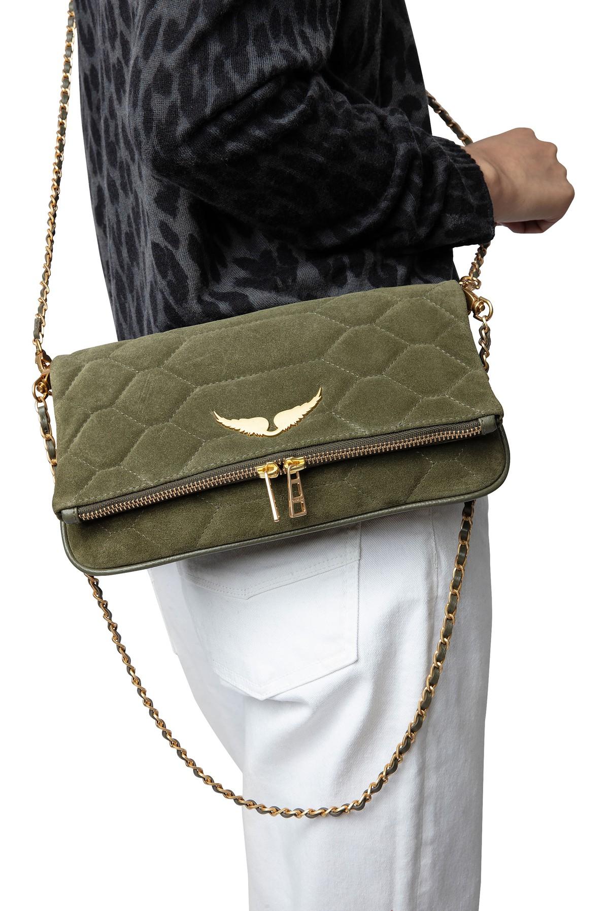 Pochette Rock Suede Matelassée Zadig Voltaire en coloris Vert Lyst