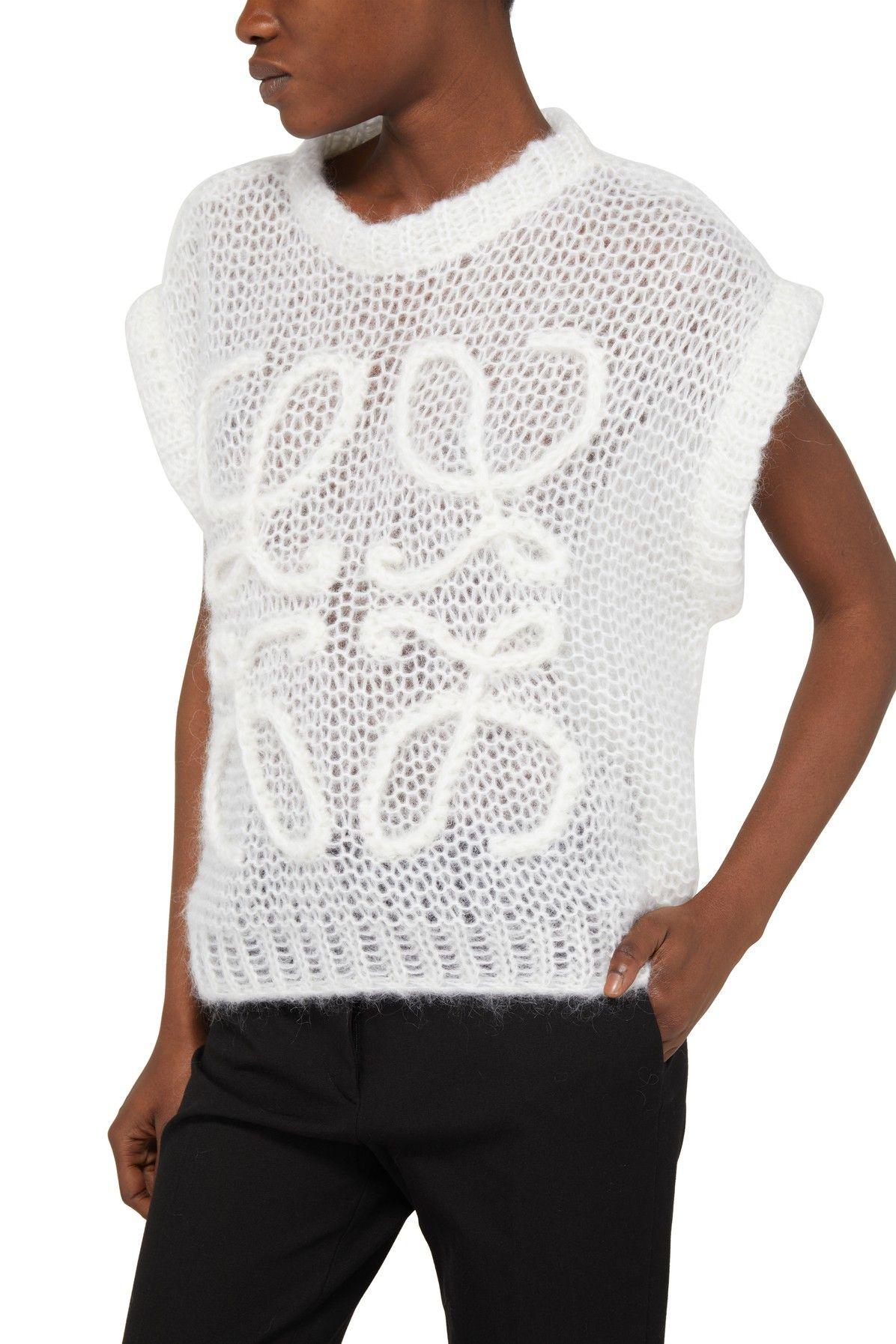 Loewe Anagram Sleeveless Sweater in White | Lyst