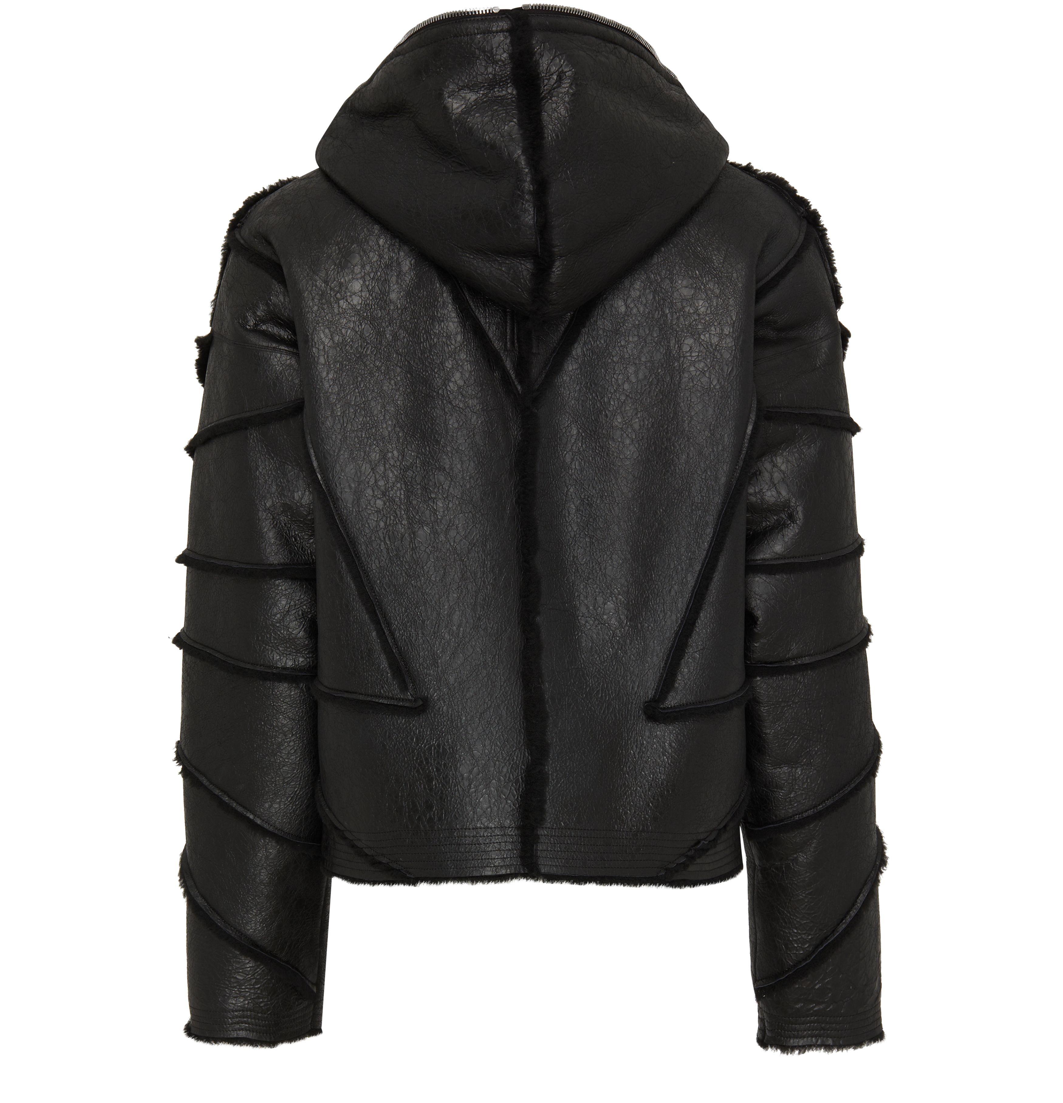 Rick Owens Hooded Leather Jacket in Black for Men | Lyst