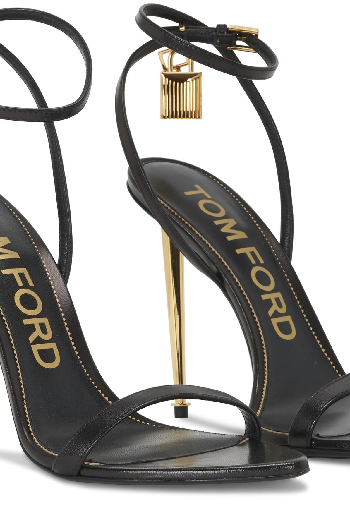 Tom Ford Padlock Pointy Naked Sandals in Black | Lyst