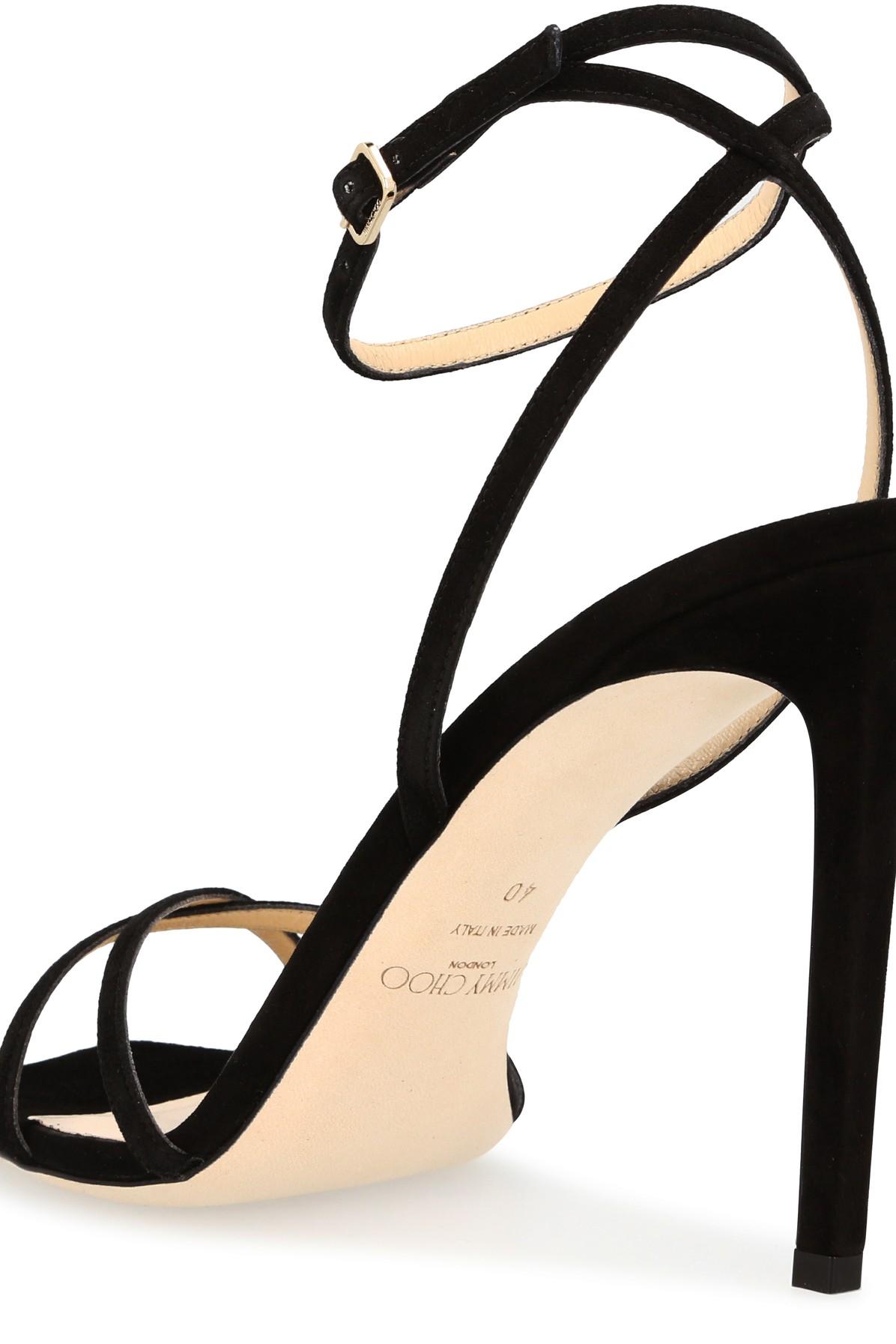 Jimmy Choo Suede Metz 100 Sandals in Black - Lyst