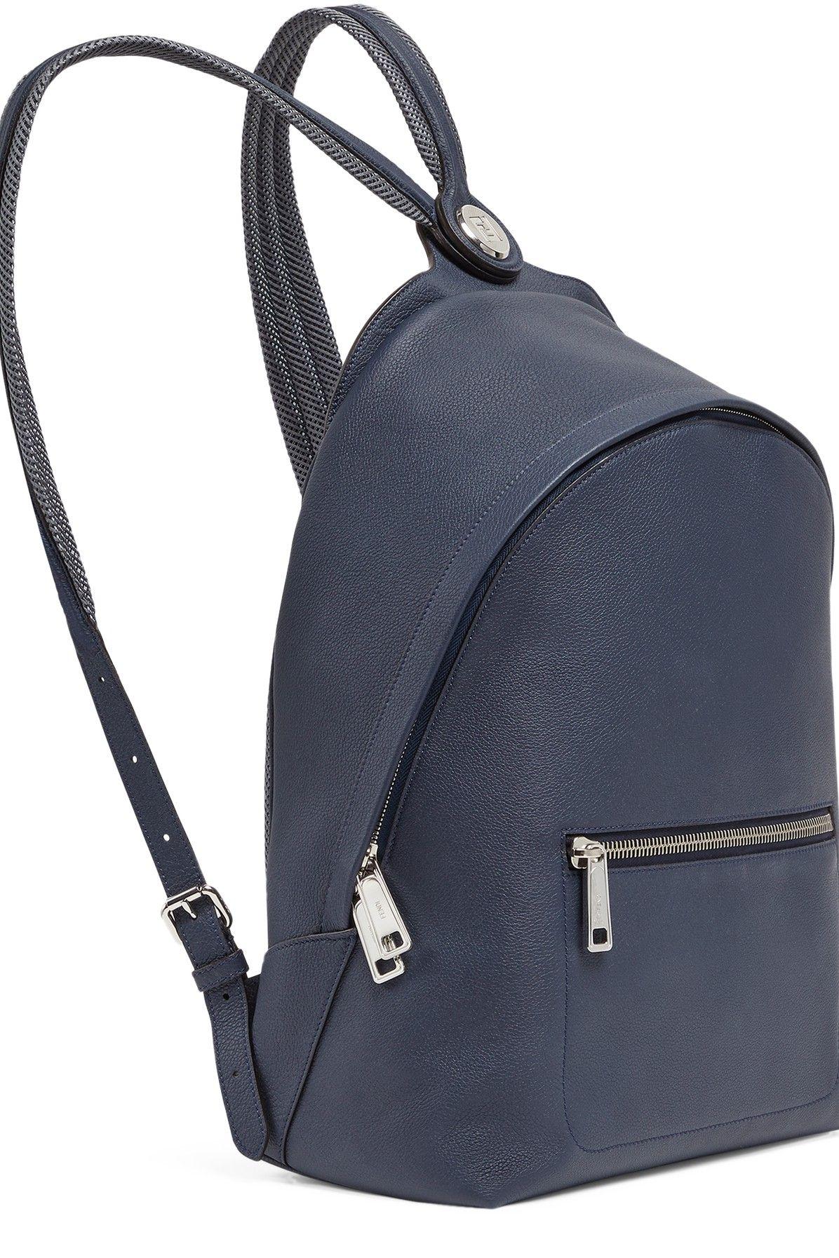 Fendi Dark Leather Backpack in Blue for Men | Lyst