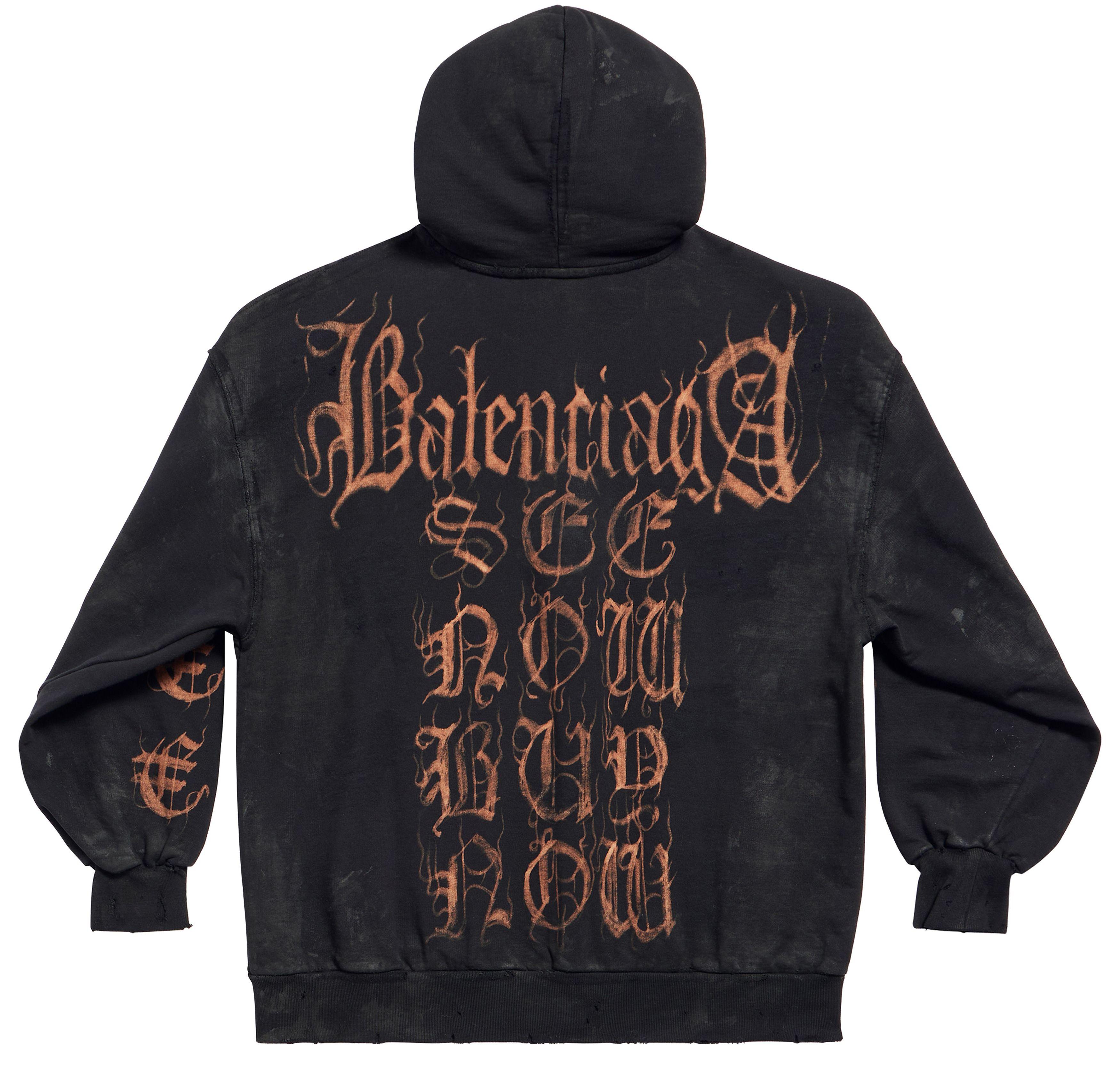 Balenciaga Heavy Metal Artwork Zip up Hoodie in Blue Lyst