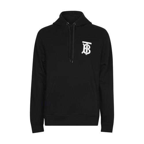 Burberry Landon Tb logo Cotton Hooded Sweatshirt in Black for Men Lyst