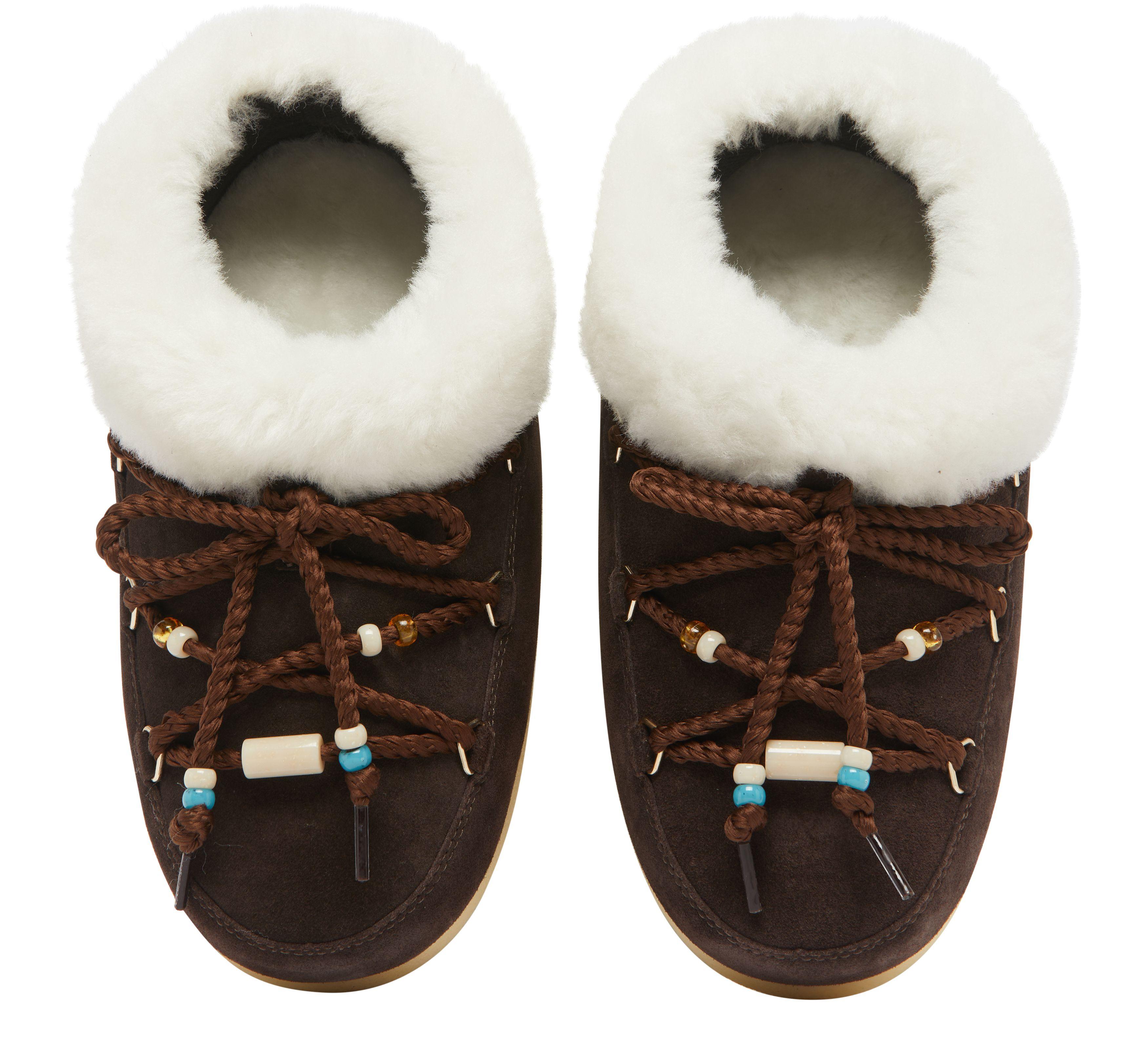 ショートブーツ・ブーティ MOON BOOT 'Mule suede beads' ankle boots Brown Moon Boot Suede Beads Mules in Brown | Lyst