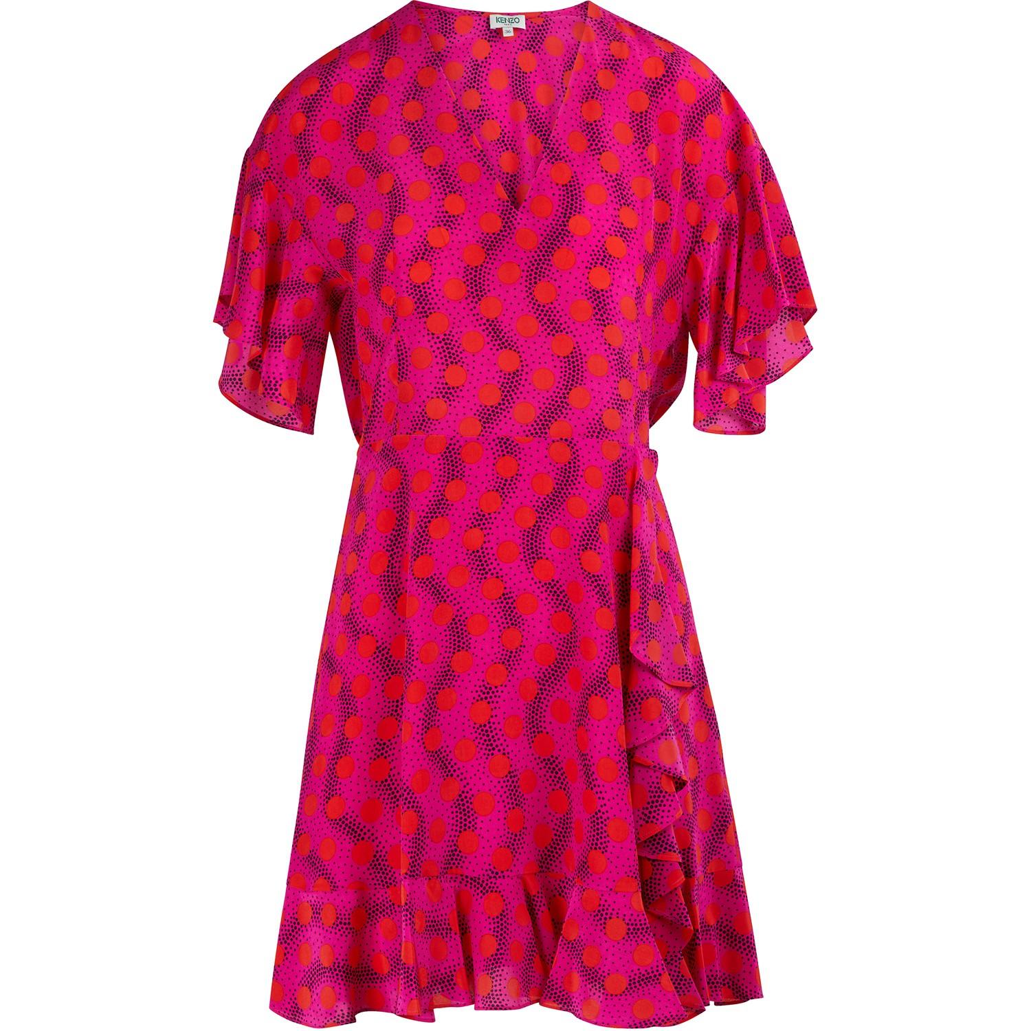 KENZO Polka Dot Mini Dress in Deep Pink (Pink) - Lyst
