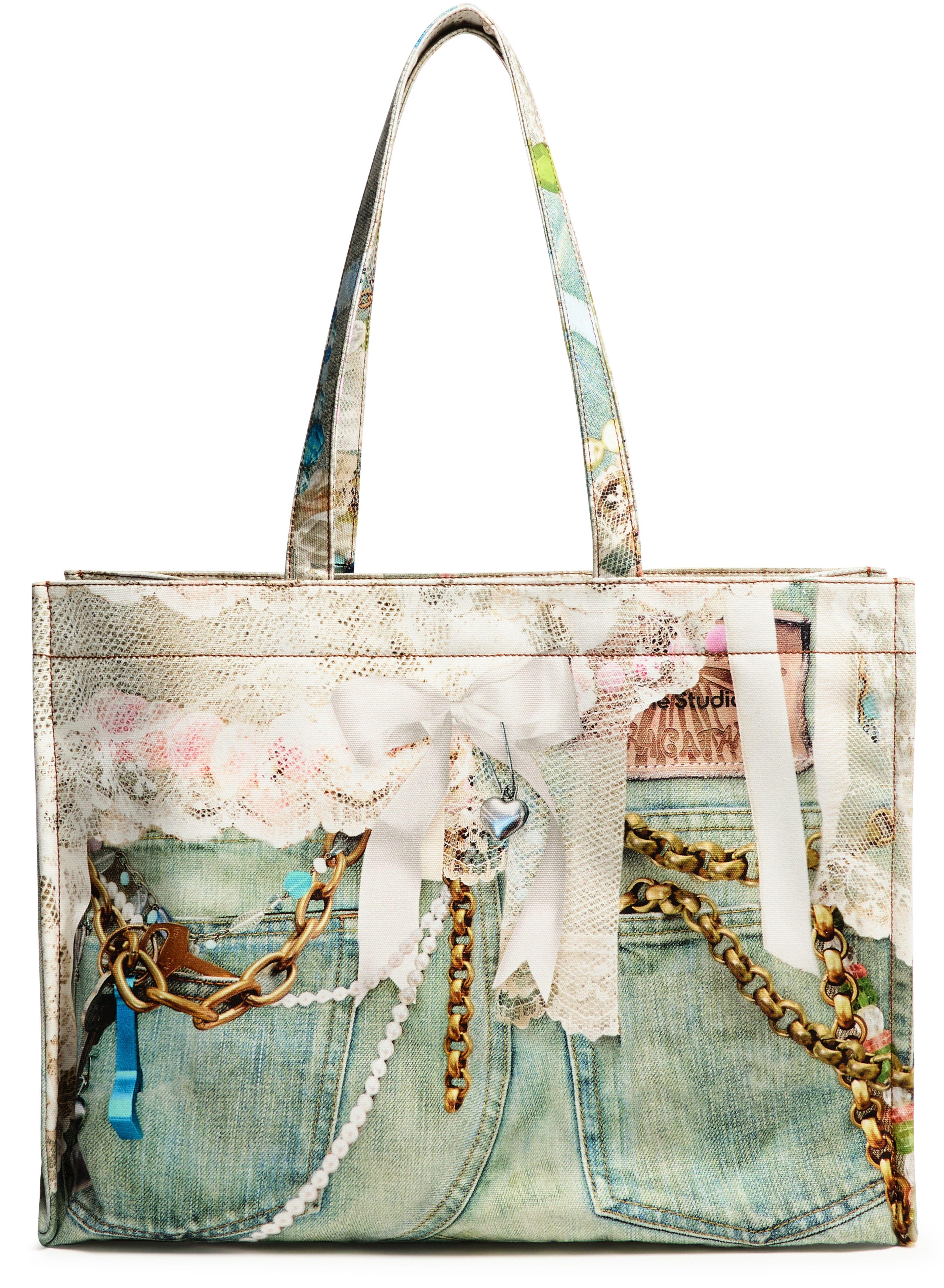 ★Acne Studios★ Logo Printing Large Canvas Tote Bag AEK 12t ACNE STUDIOS Logo-Print Canvas Tote Bag | endource