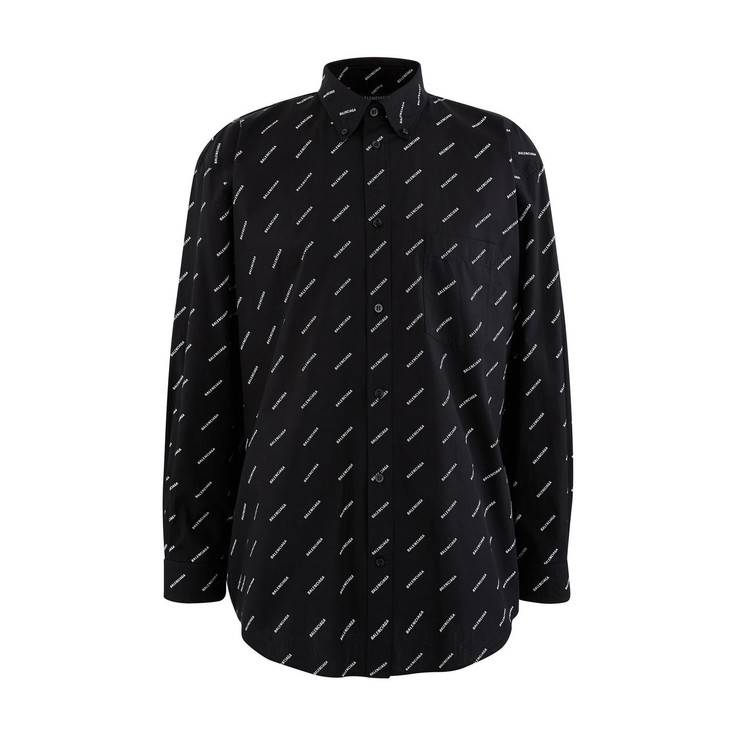 Balenciaga logo-print Long-Sleeve Shirt - Black