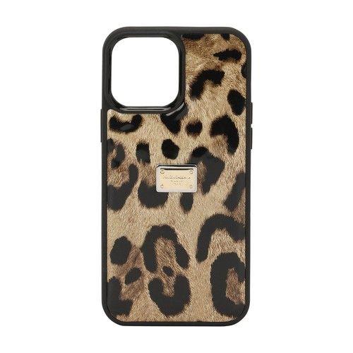 Dolce & Gabbana Leopard-print Polished Calfskin Iphone 14 Pro Max Cover in  Metallic
