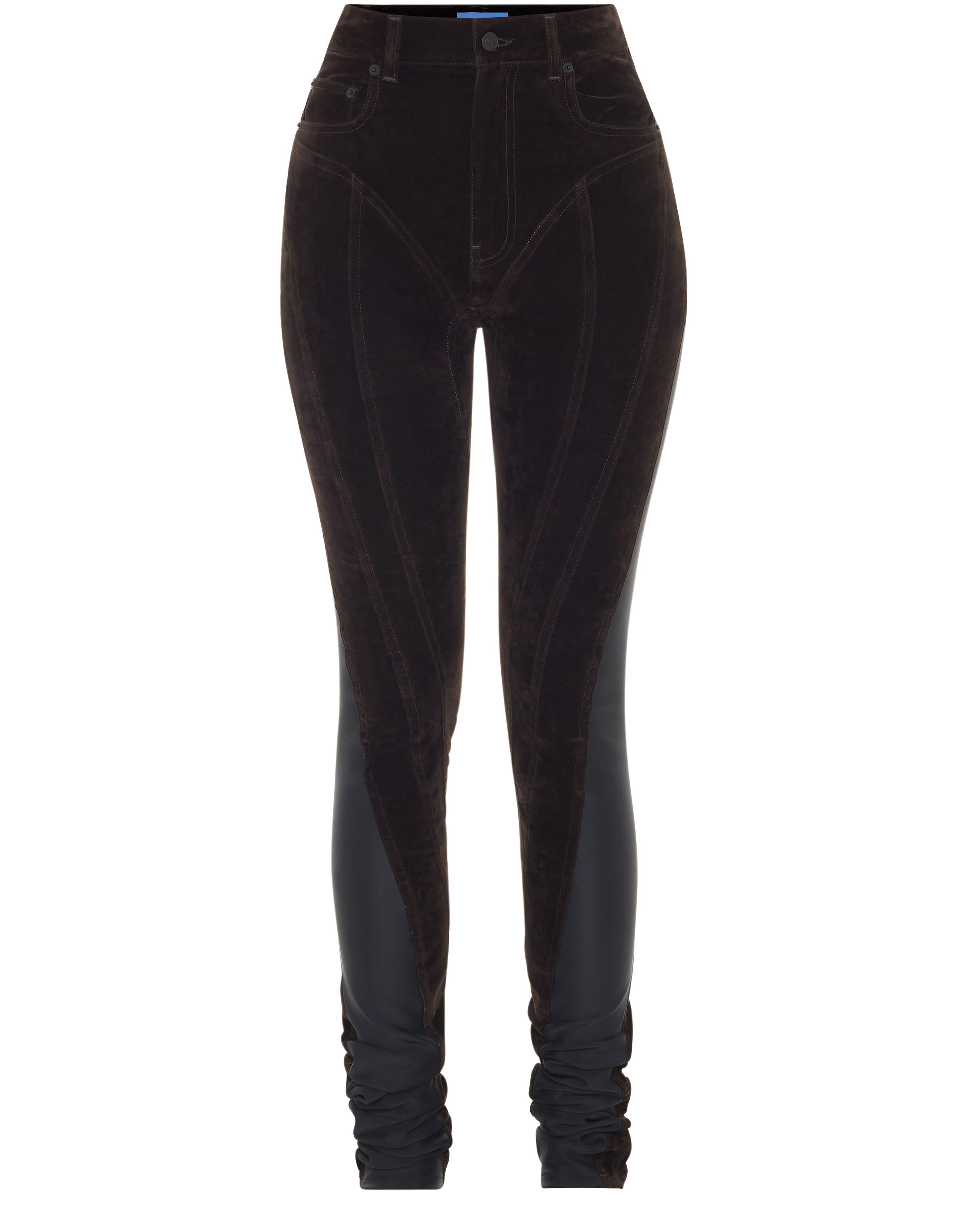 Mugler Slited Bi-material Spiral Jeans in Black | Lyst
