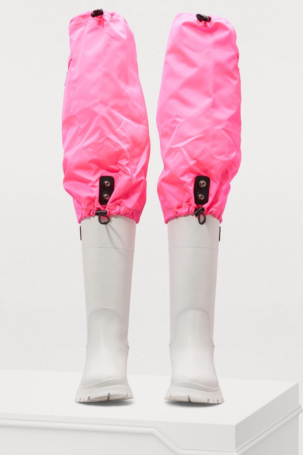 prada boots white and pink