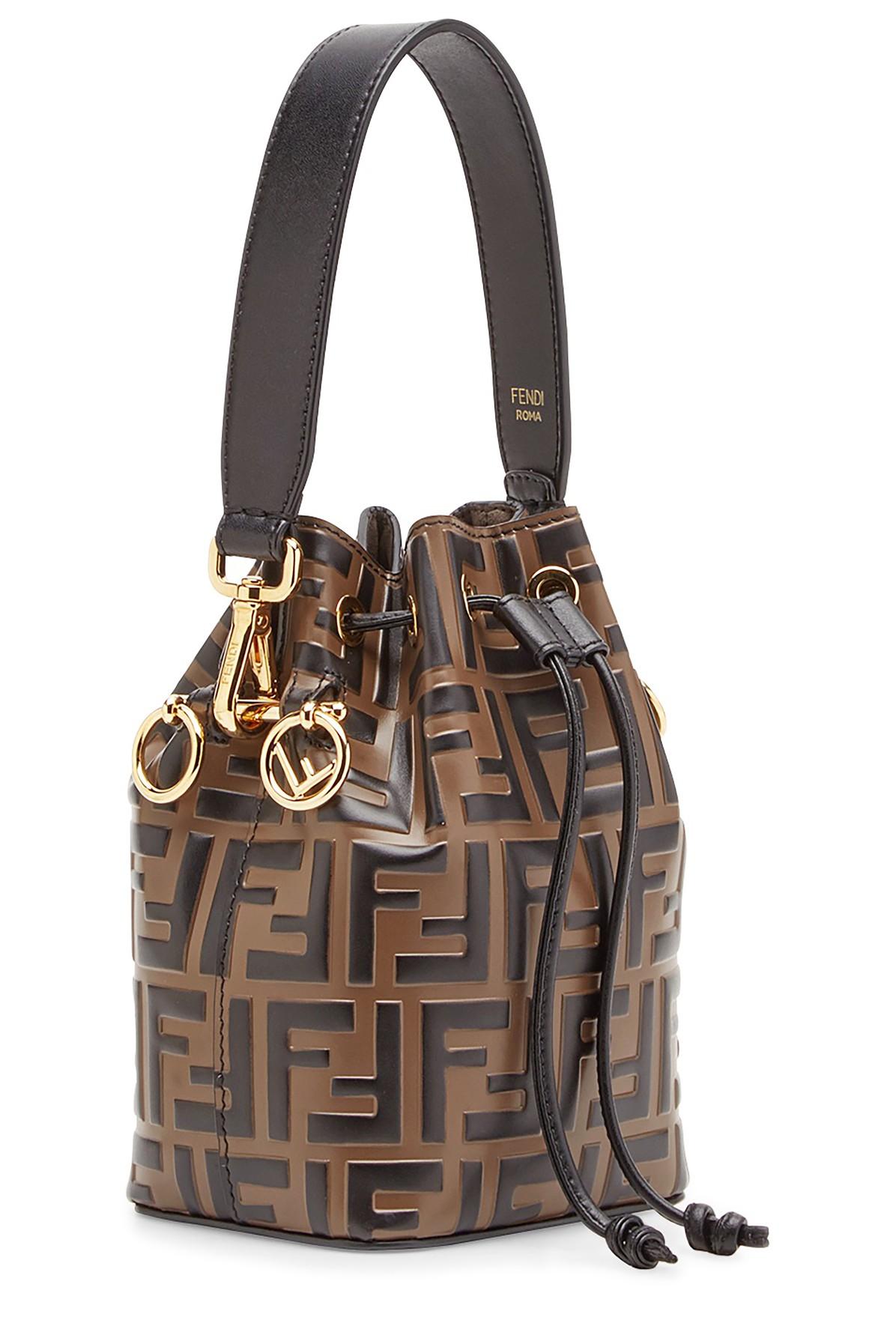 Fendi Women's Small Leather Mon Tresor Bag - Brown - Bucket Bags