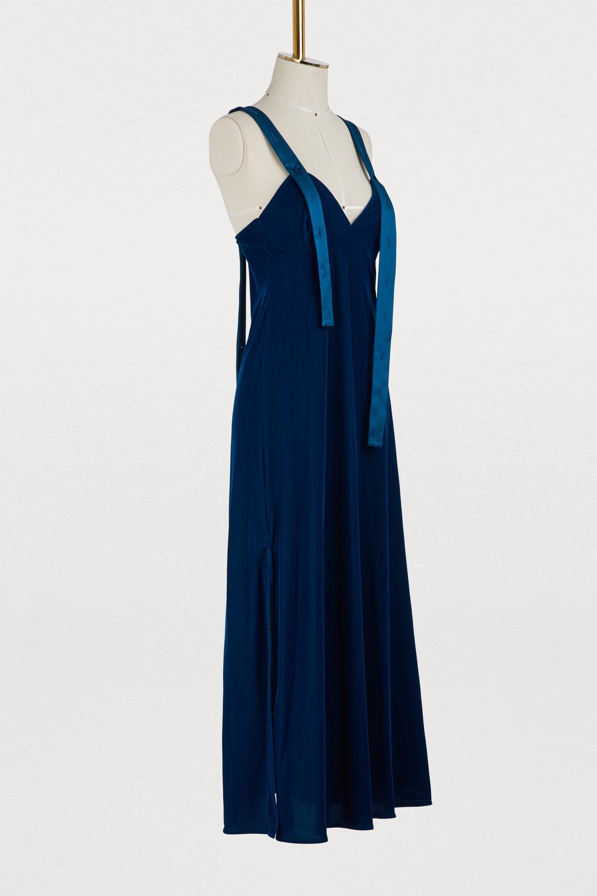 off white blue velvet dress