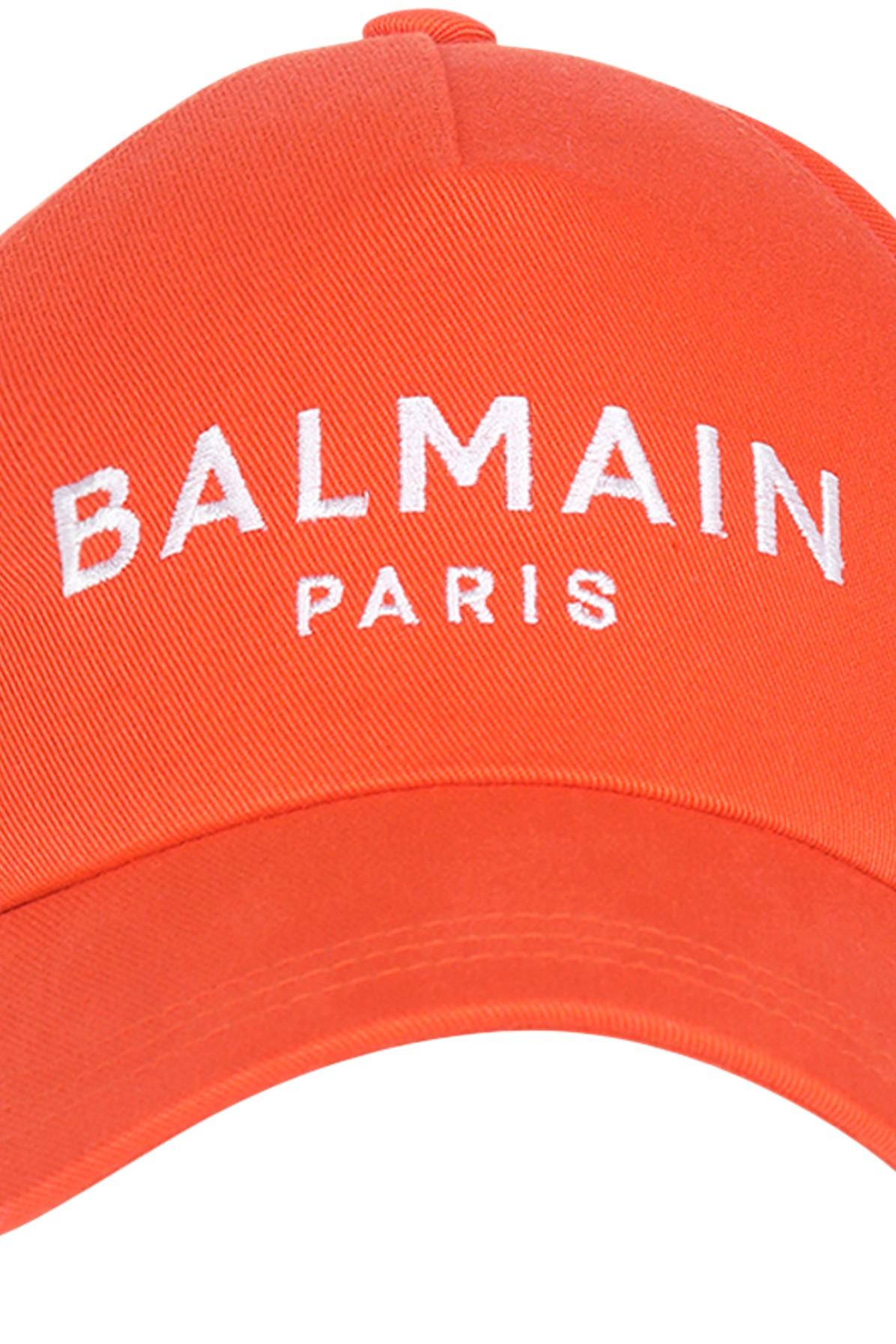 Balmain Cotton Cap With White Logo in Orange_fonc_blanc (Orange 