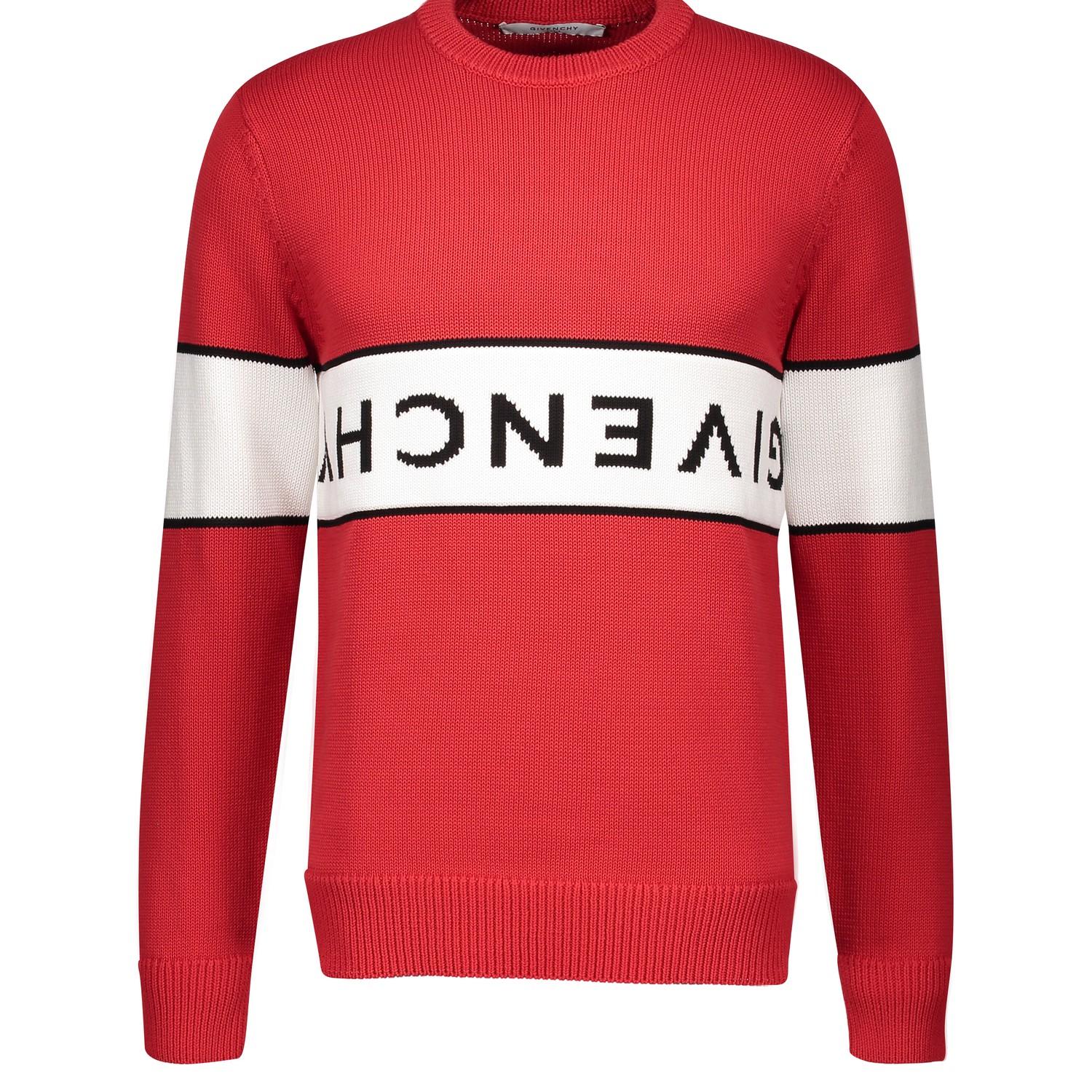 Givenchy Red Cotton Sweater With Upside Down Logo Inlaid On The White High Stripe. for Men - Lyst