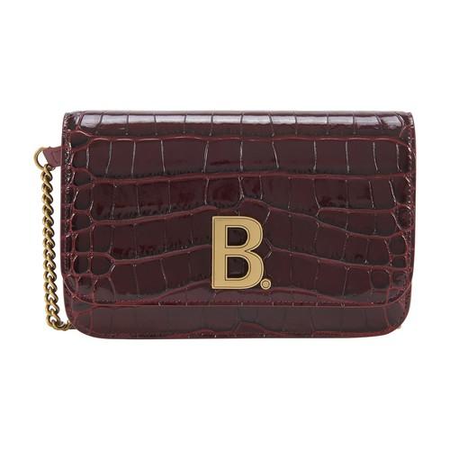 Balenciaga Leather B Wallet On Chain in Dark_red (Red) - Lyst