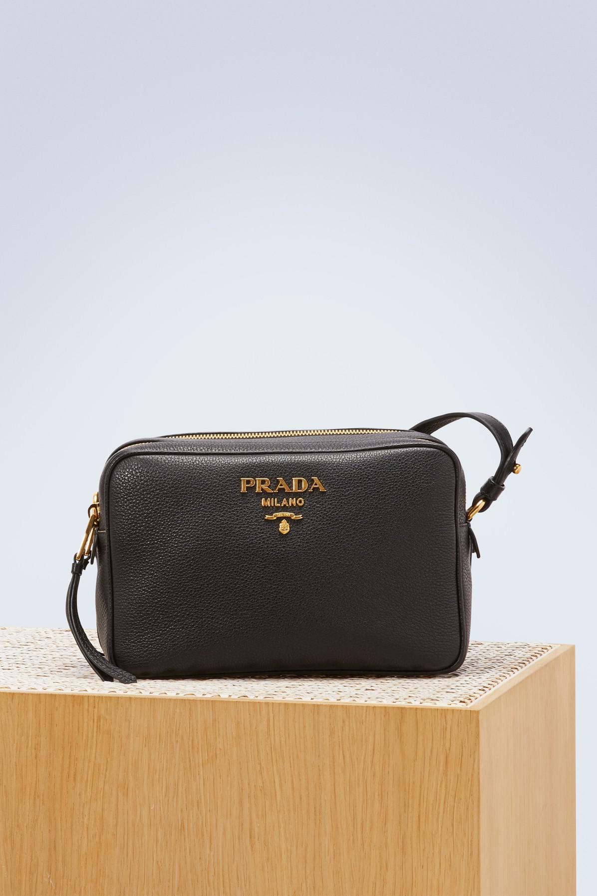Prada Double Zip Mini Camera Bag in Black