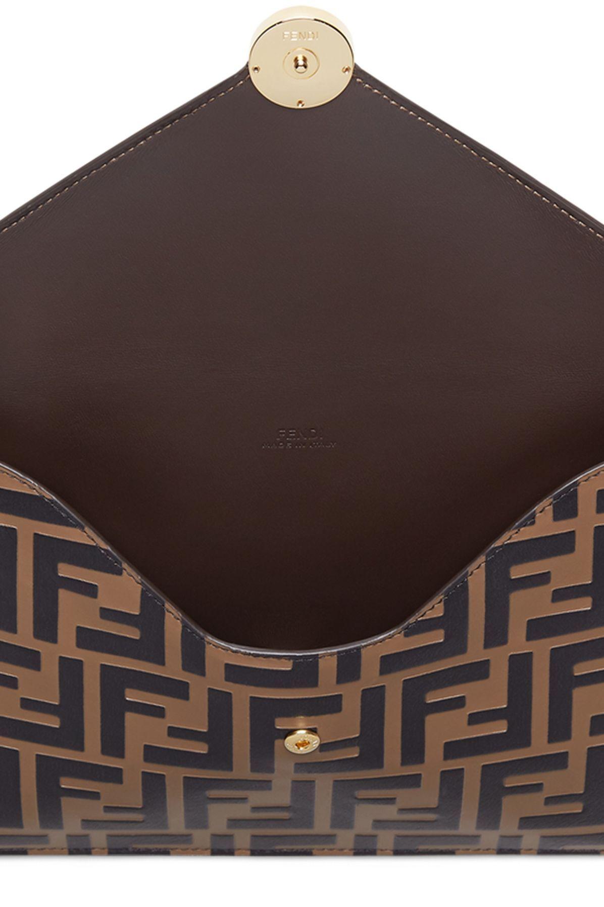 【FENDI】FLAT POUCH◆8N0205ANT2 FF Jacquard Flat Pouch Medium Fabric Black | Fendi