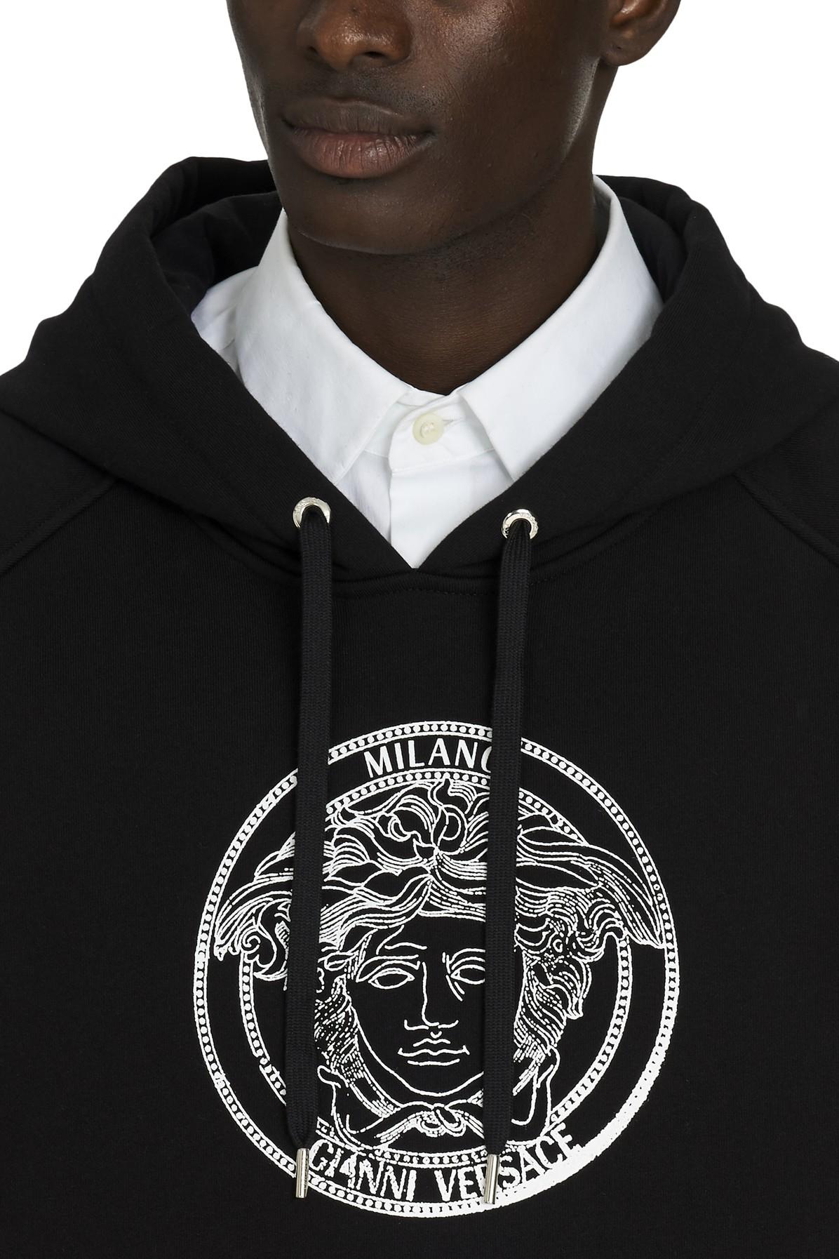 Versace Cotton Medusa Logo Hoodie in Black for Men - Lyst