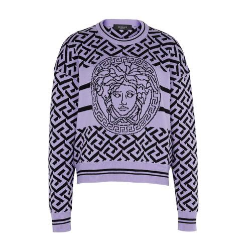 Versace La Greca jacquard crew neck sweater