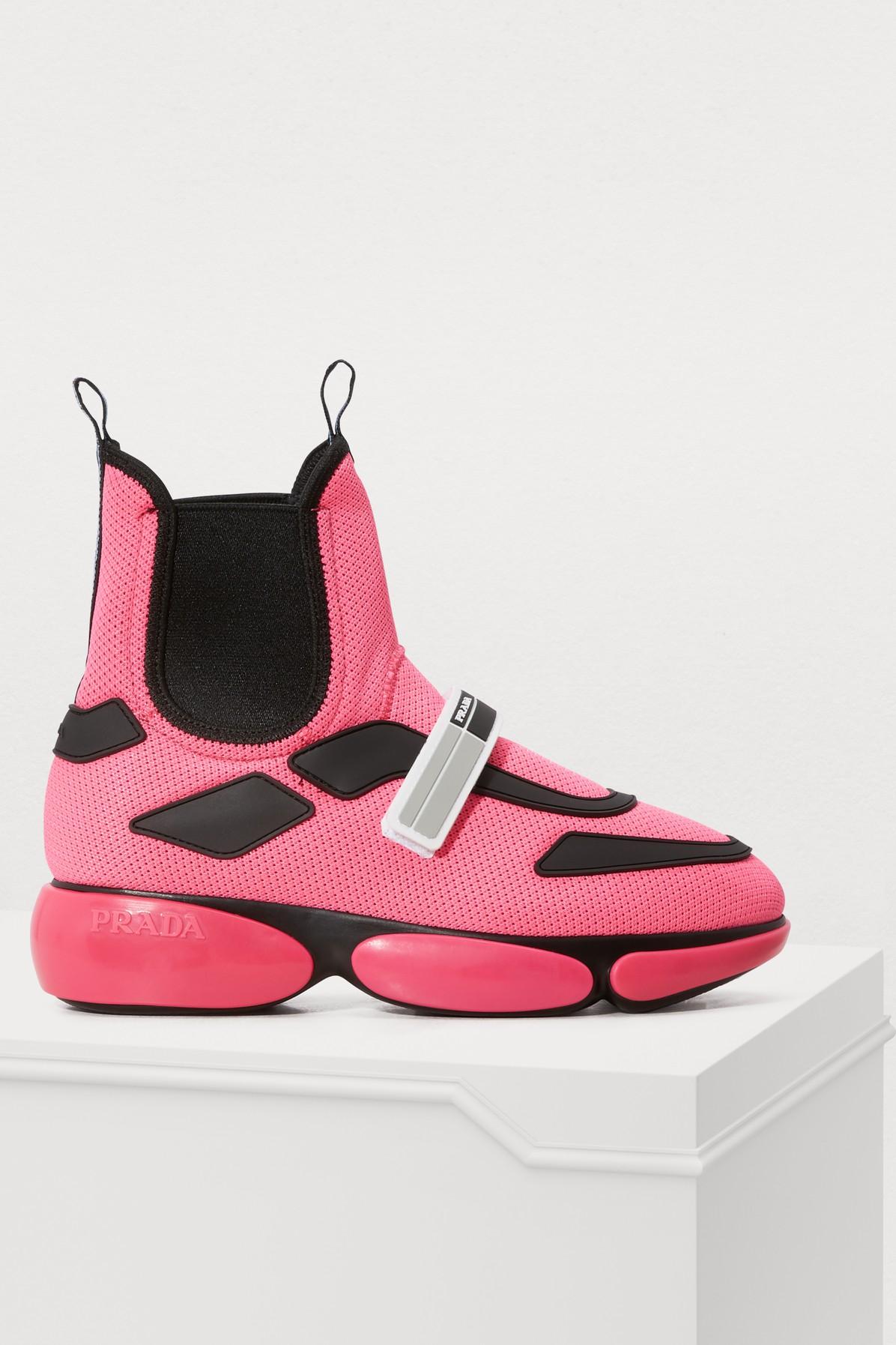 Prada Cloudbust High-top Sneakers in Pink | Lyst