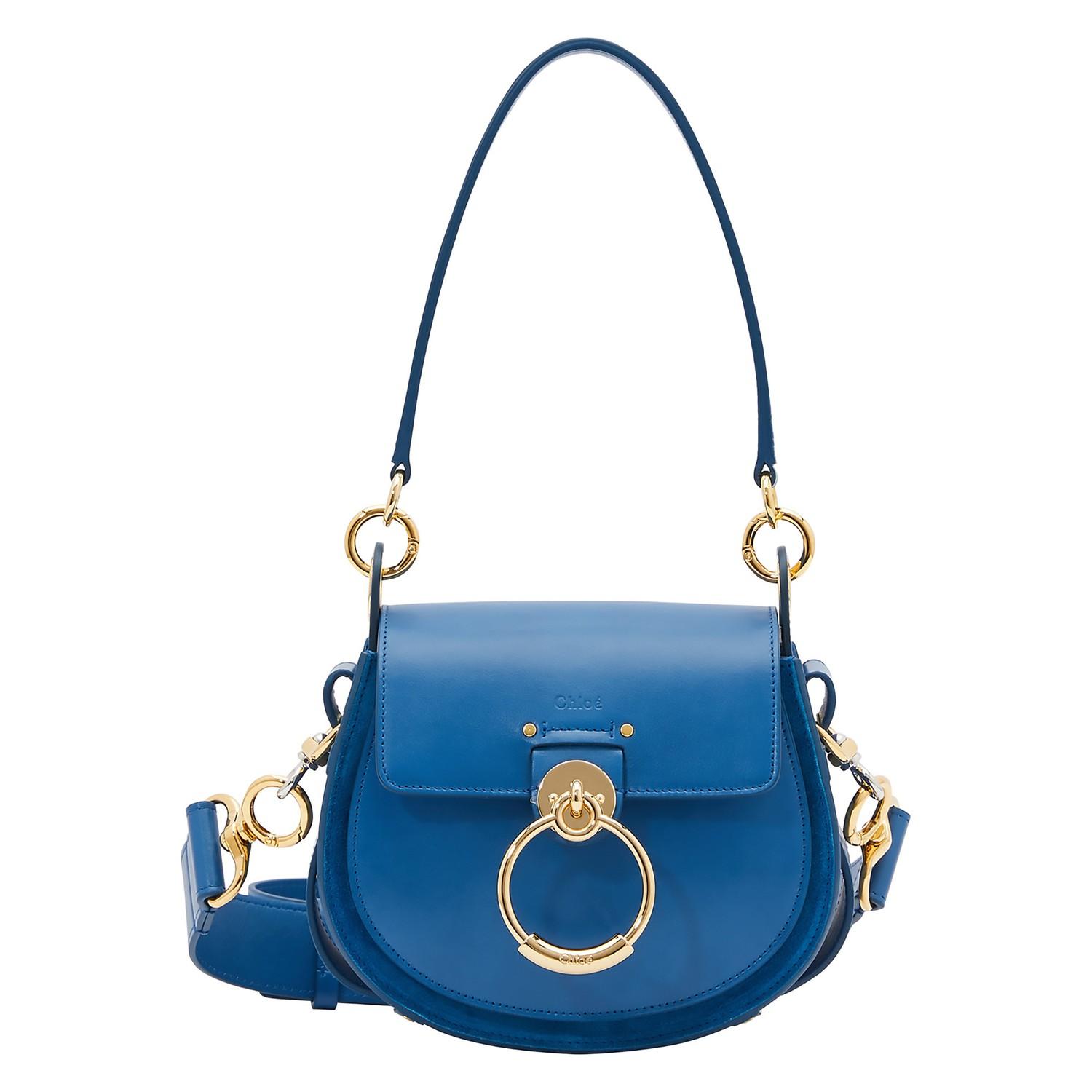 Chloé Leather Small Tess Shiny Calfskin Shoulder Bag in Blue - Save 41% ...