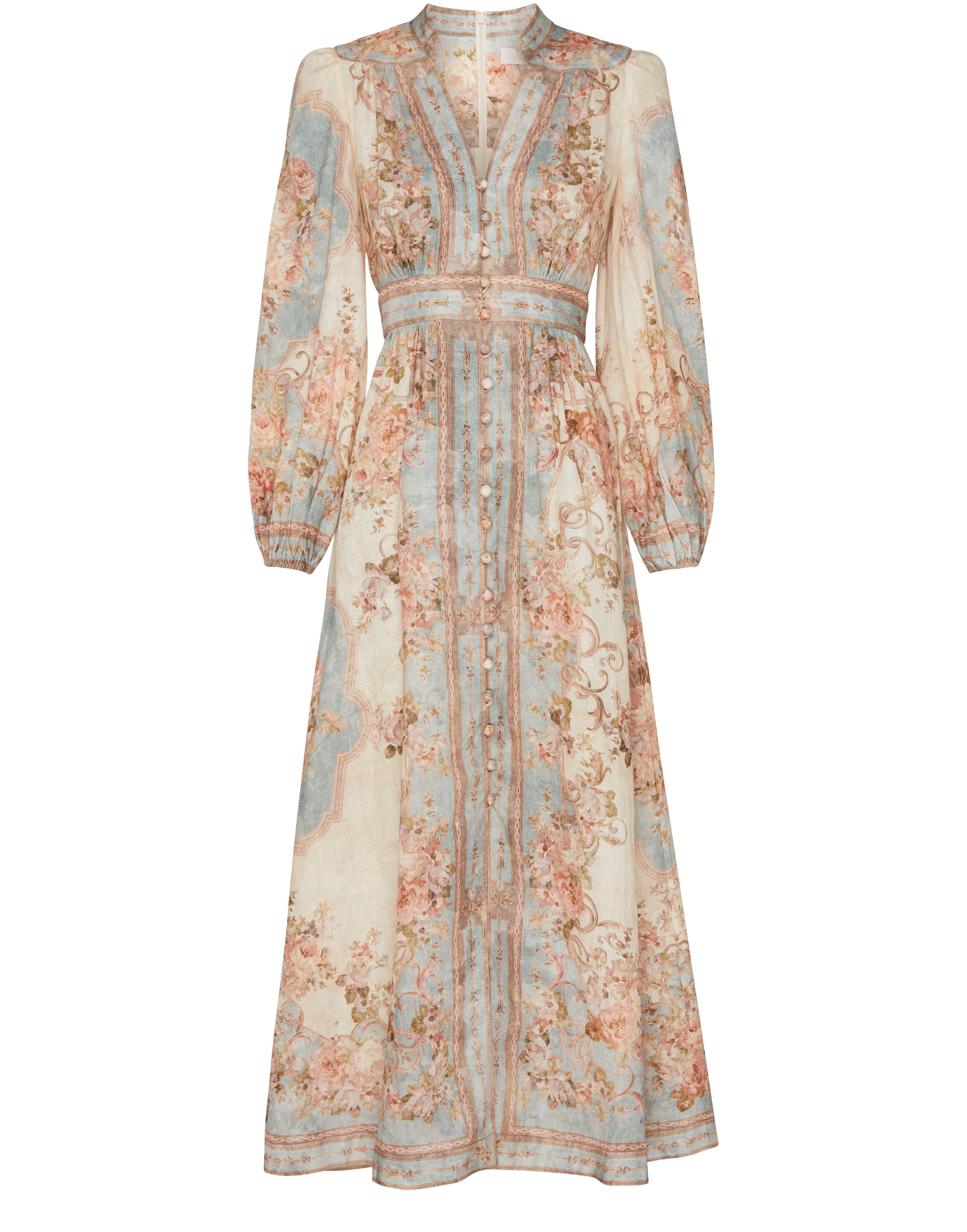 zimmermann plunge midi dress Zimmermann Waverly Plunge Midi Dress in Pink Floral
