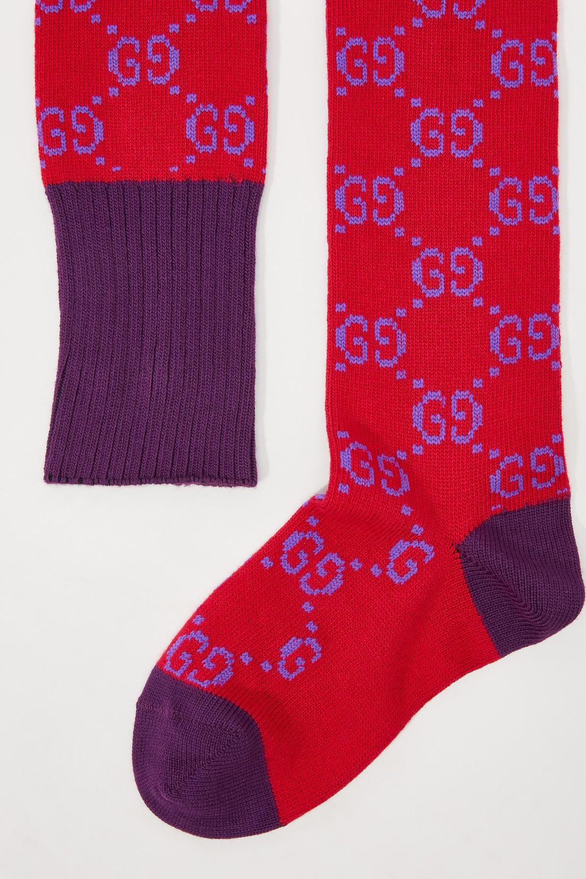 Gucci Cotton GG Socks in Red/Purple 