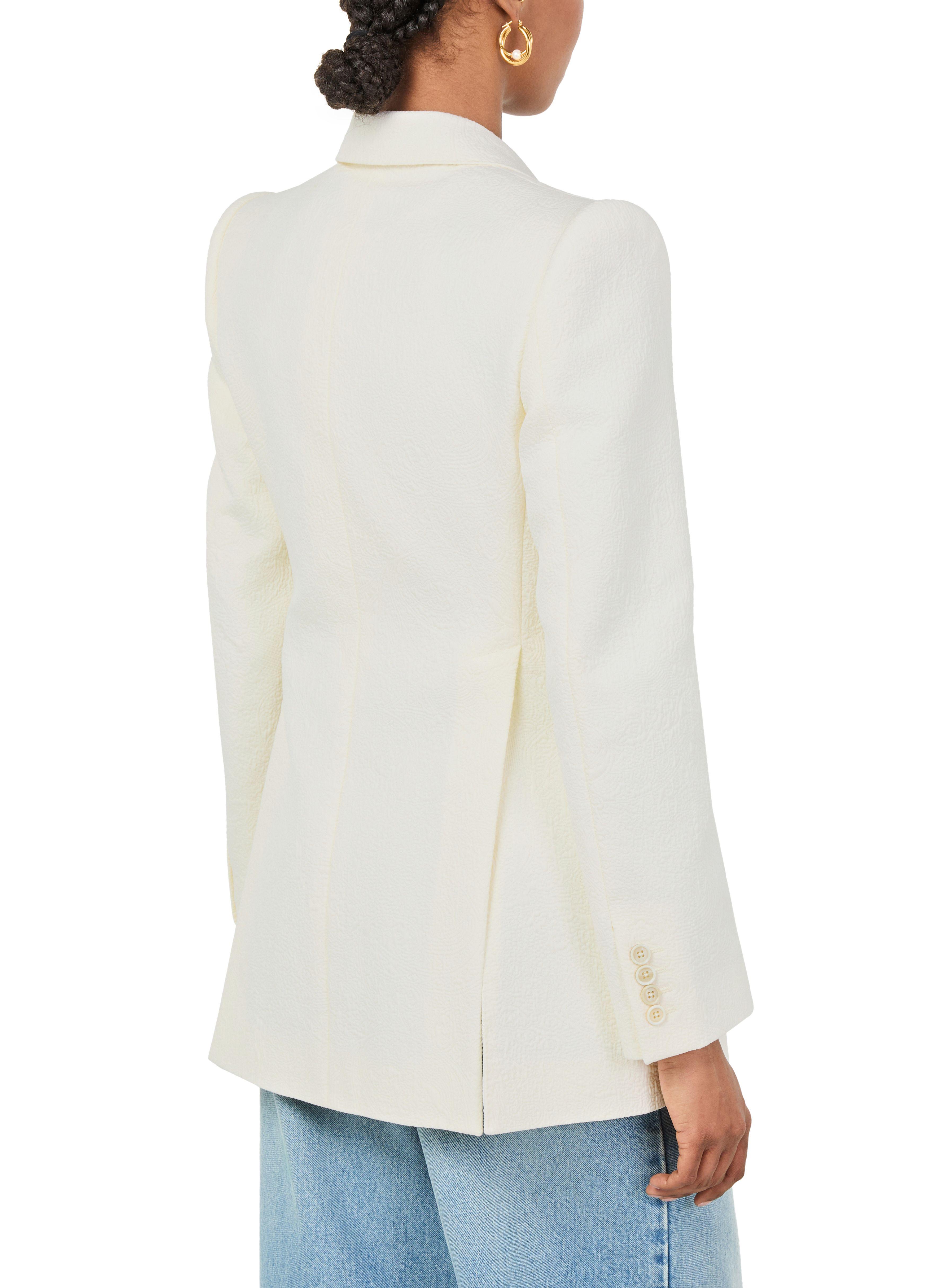 ジャケット CHLOE WHITE COTTON BLEND BLAZER Chloé Cotton Blend Jacquard Blazer in White | Lyst
