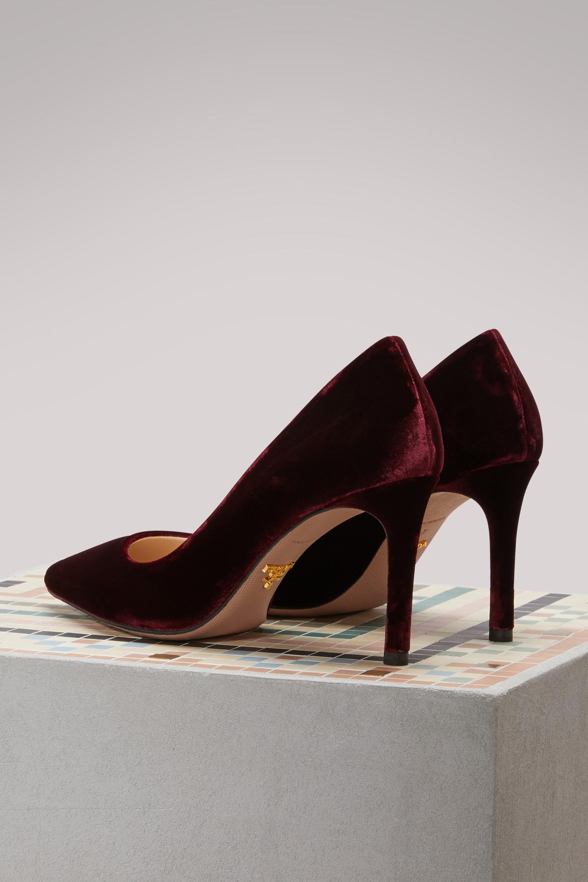 Prada Velvet Pumps in Brown Lyst