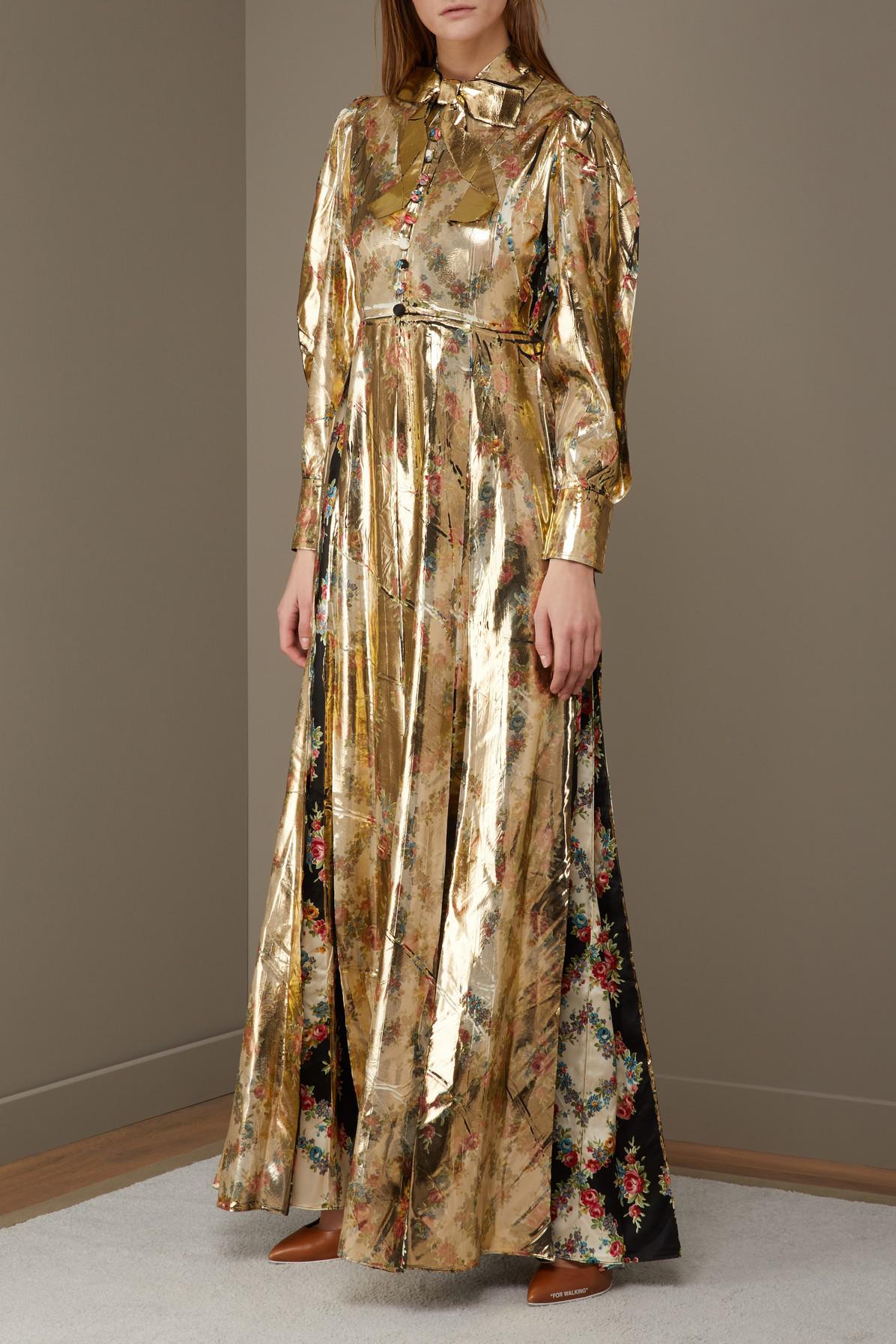 Gucci Gold Maxi Dress in Metallic | Lyst