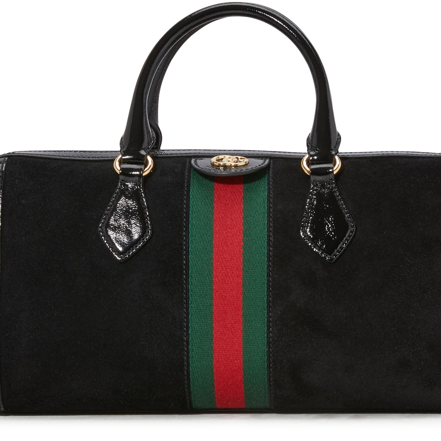 Gucci Ophidia Boston Suede Bag in Black - Save 17% - Lyst