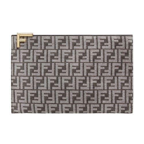 Fendi Large Flat Pouch in Metallic Lyst
