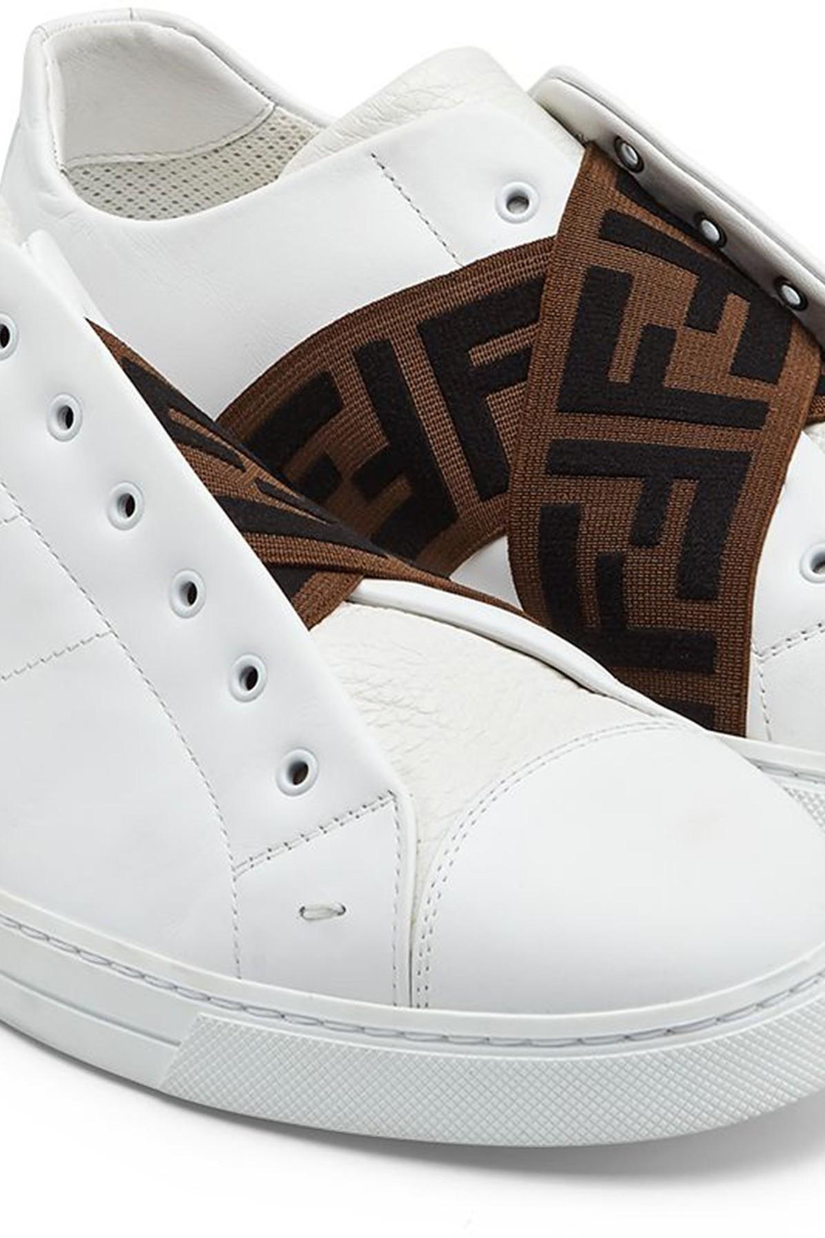 Fendi White Leather Slip-ons for Men | Lyst