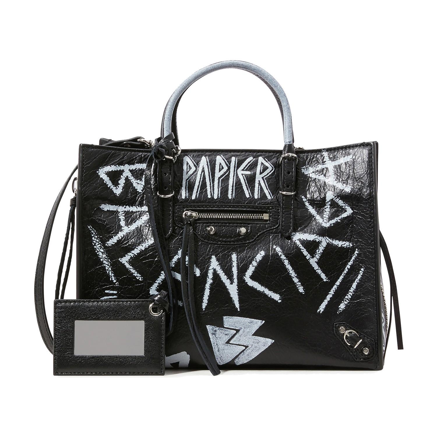 Balenciaga Paper Graffiti Handbag in Black | Lyst
