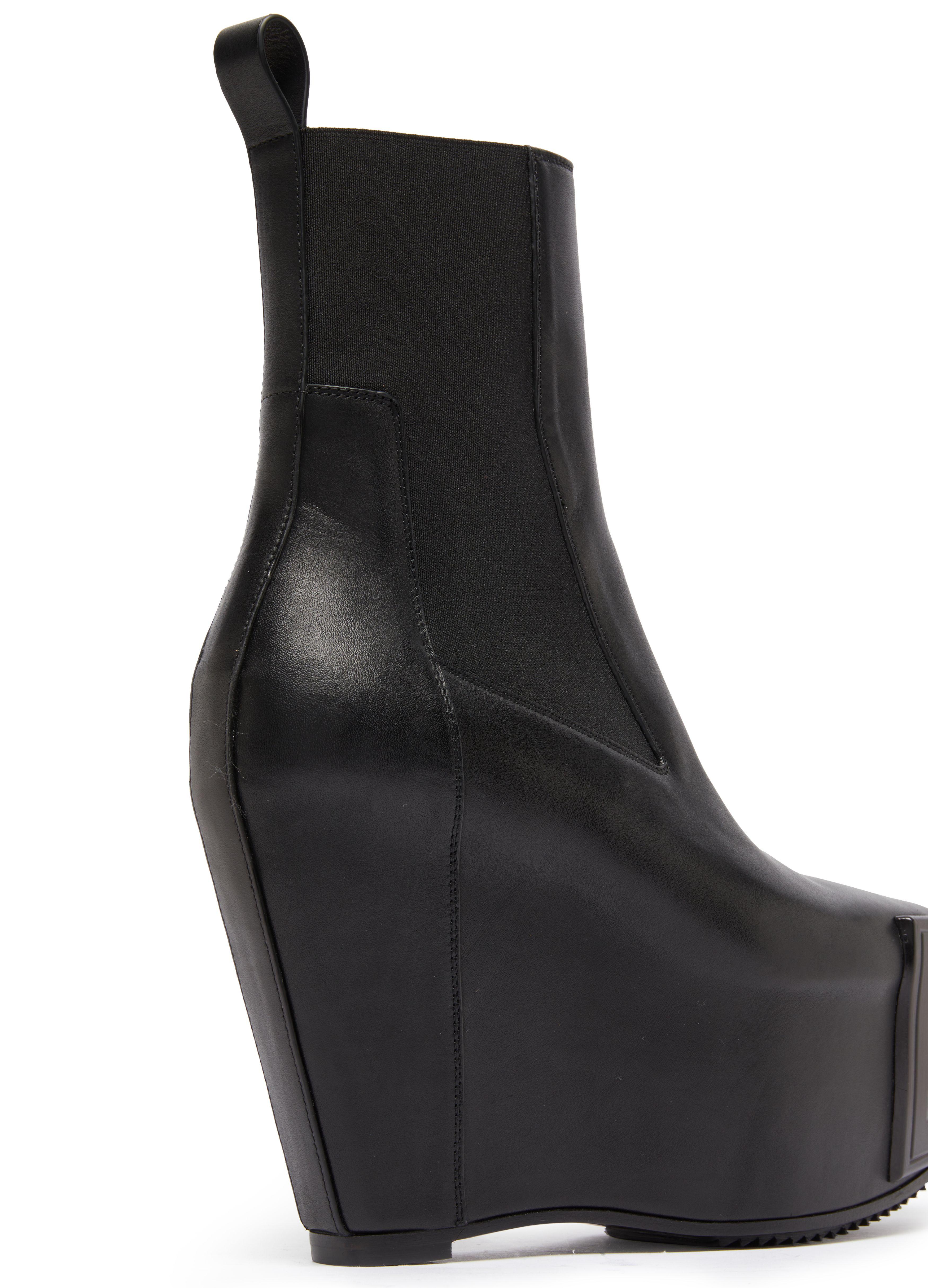 Rick Owens Grilled Wedge Beatle Leather Platform Chelsea Boots in