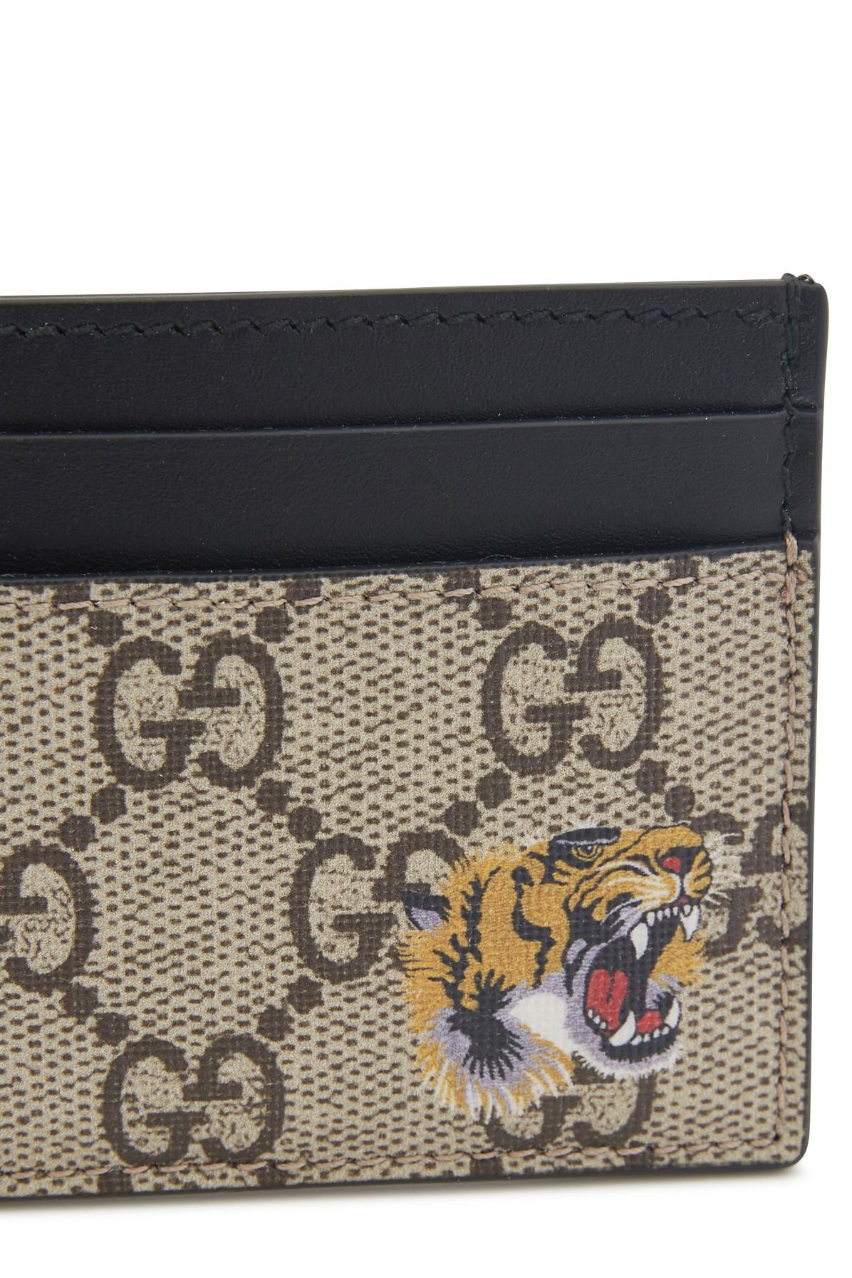 beu Ithaca code Gucci Tiger Print GG Supreme Card Case in Natural for Men | Lyst