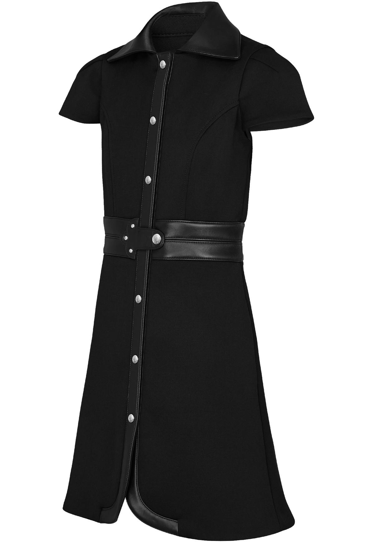 Vuitton Dress With Leather Inserts in Black | Lyst