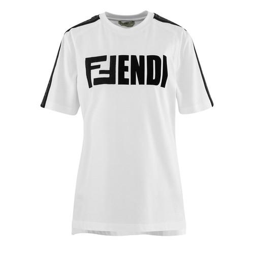 Logo tape short sleeved t shirt in White, Text-print Pattern Logo tape short sleeved t shirt in White, Text-print Pattern