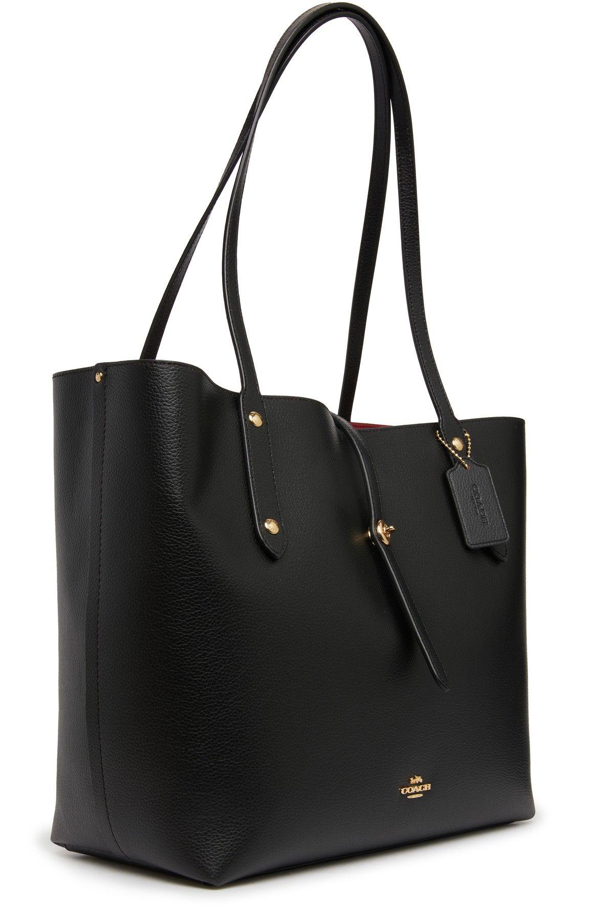 Coach market leather clearance tote bag black