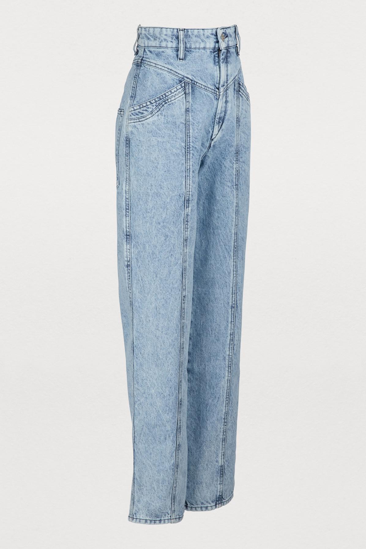Forsendelse Wade Modsætte sig Isabel Marant Lenia Cotton Jeans in Blue - Lyst
