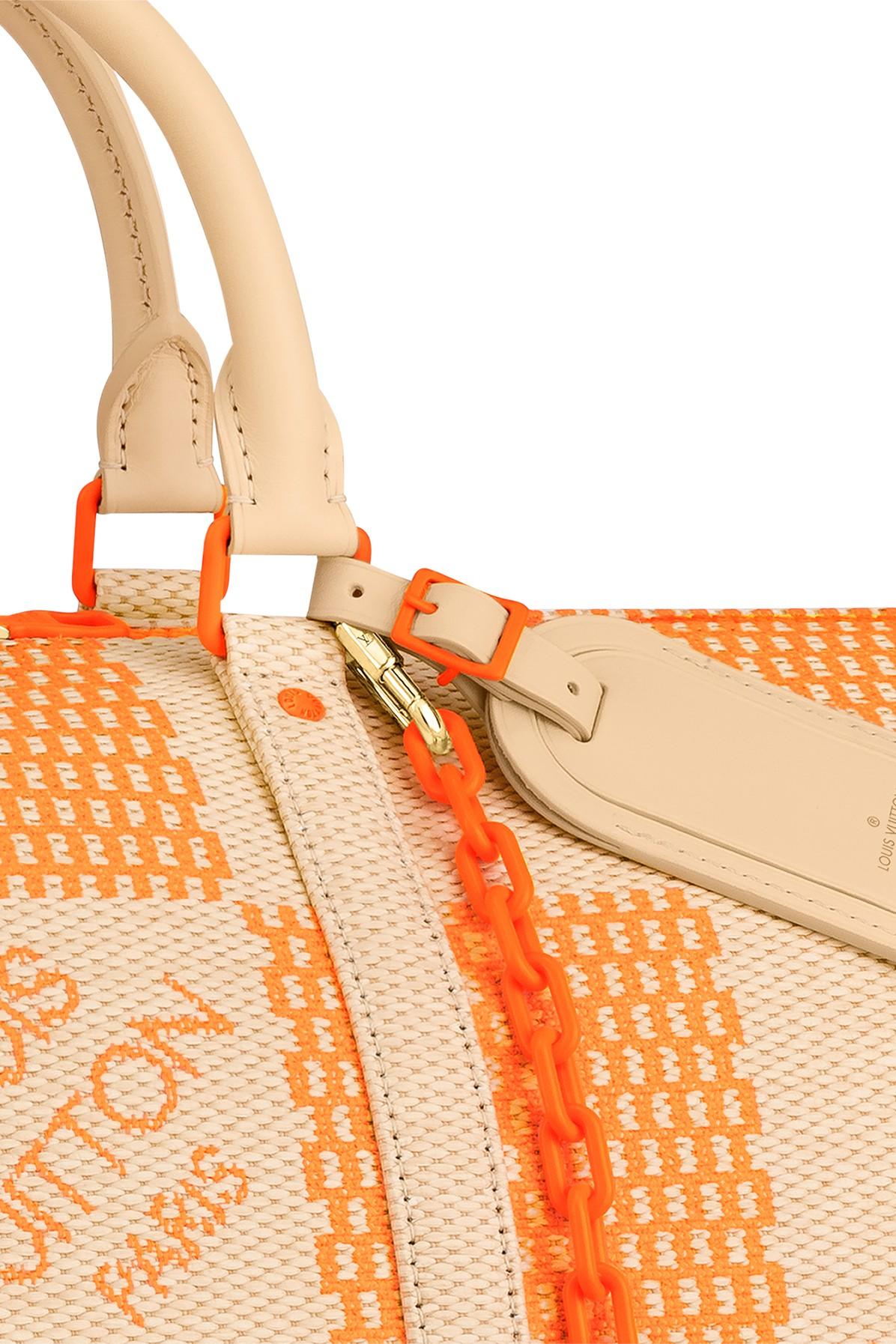 Louis Vuitton Keepall Bandouliere 50 Raffia Orange Beige Weekend Travel Bag
