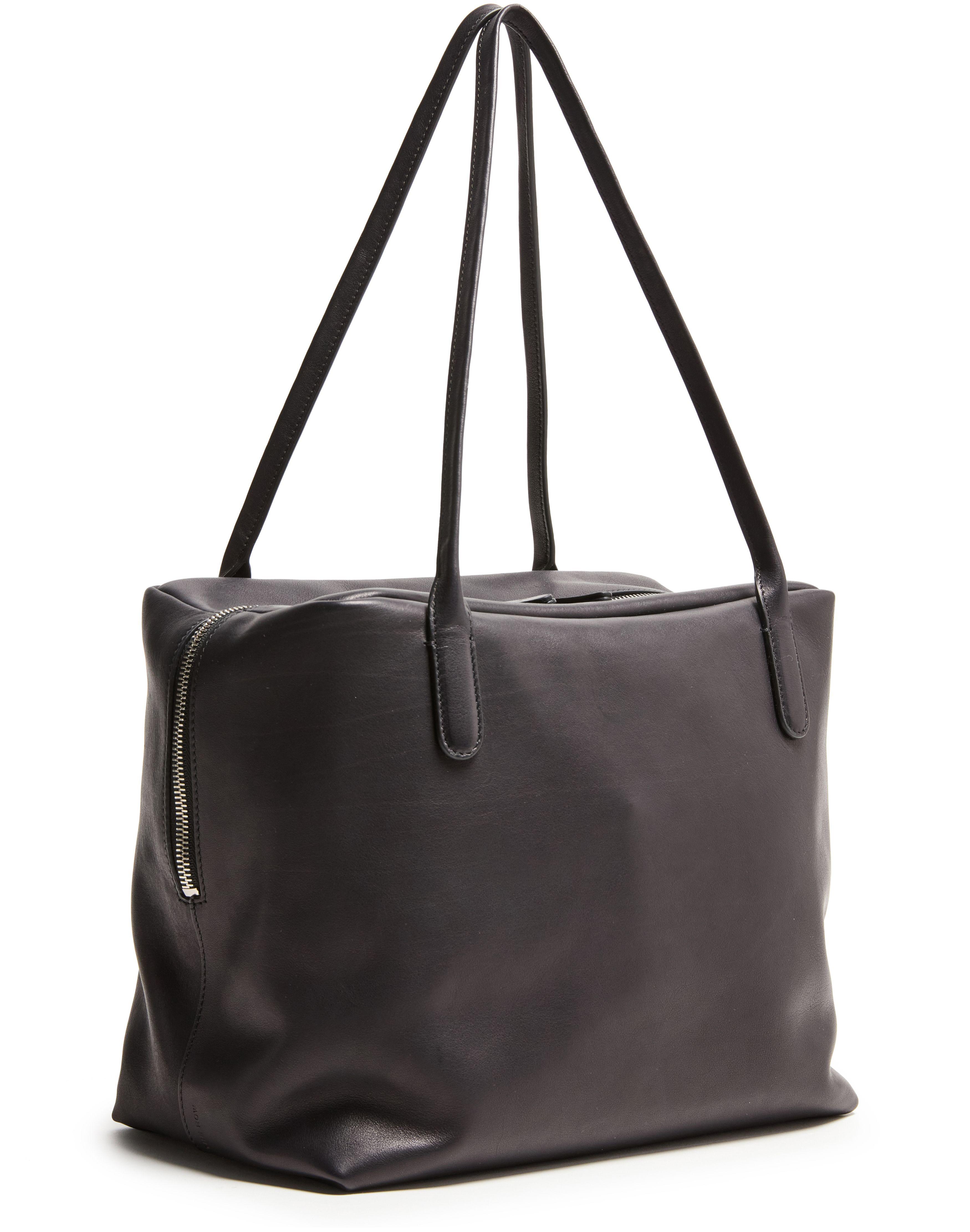 トートバッグ THE ROW HENRI LEAHTER TOTE BAG The Row Henri Tote Bag in Black | Lyst