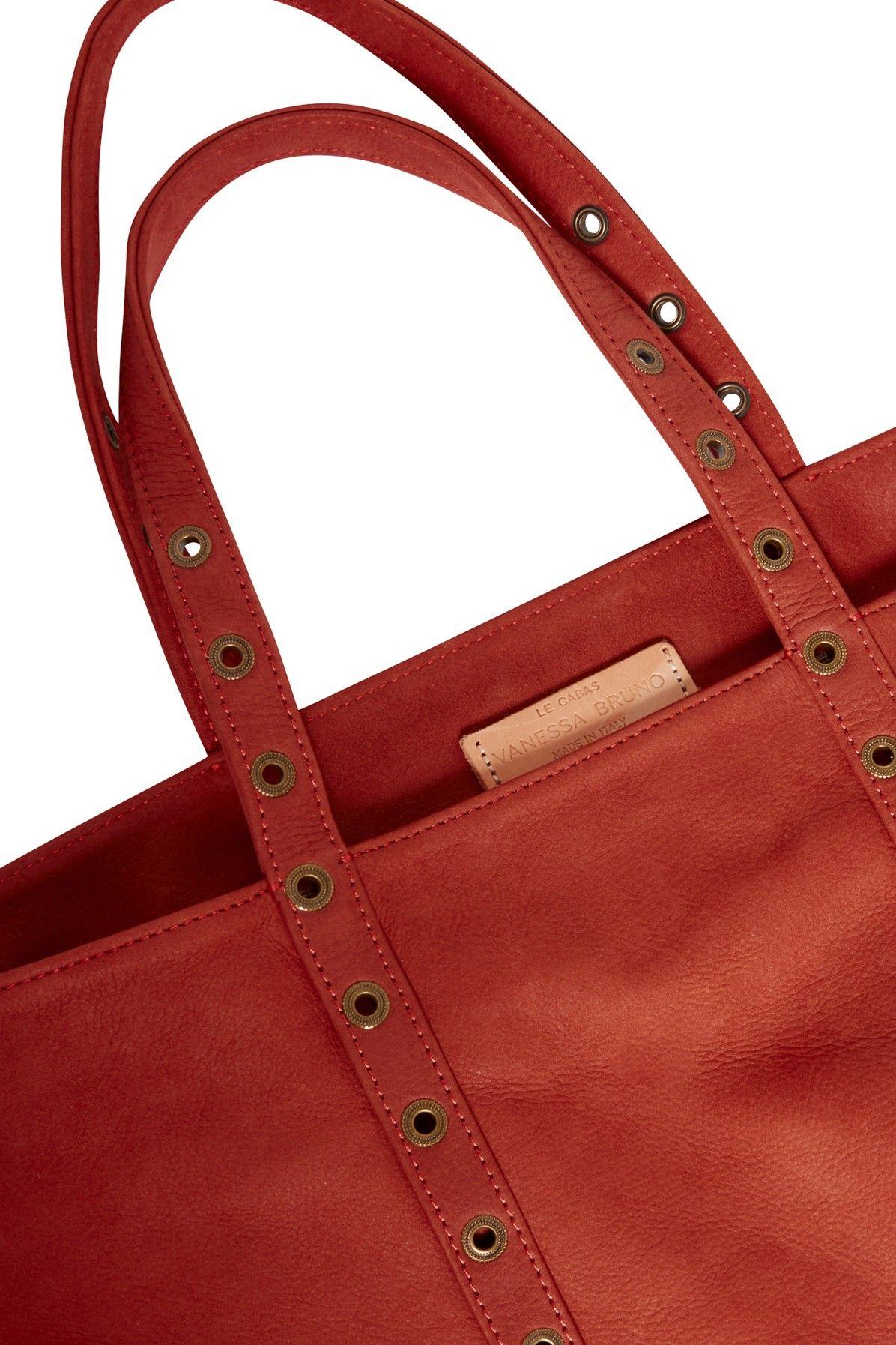 Vanessa Bruno Suede Leather L Cabas Tote Bag in Red | Lyst