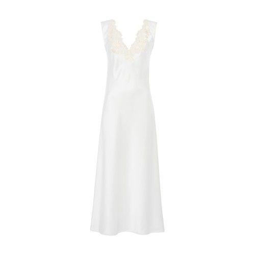 La Perla Silk Satin Long Nightgown in White | Lyst