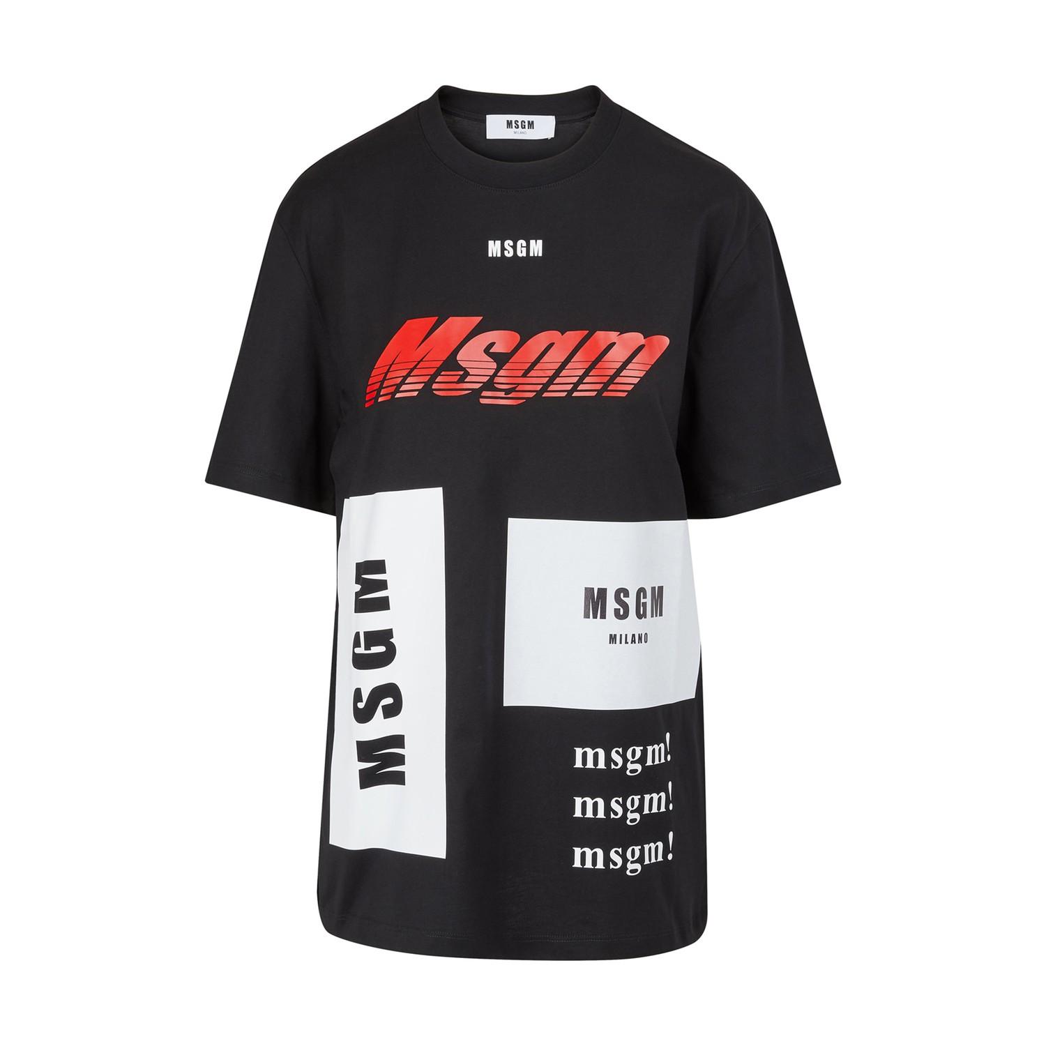 MSGM Cotton T shirt In Black Lyst msgm-cotton-t-shirt-in-black-lyst