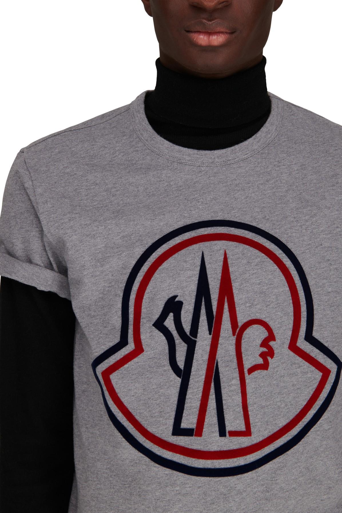 Moncler Logo T-shirt in Grey (Gray) for Men | Lyst