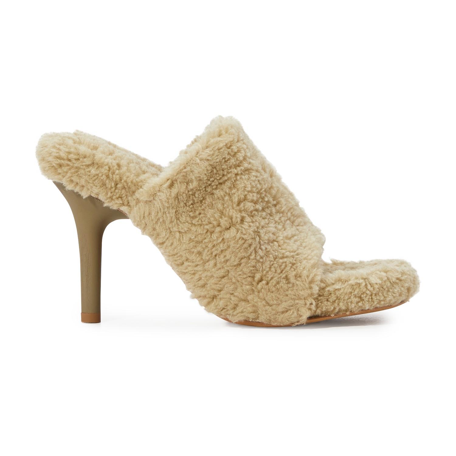 Yeezy Fake Shearling High-heeled Mules | Lyst