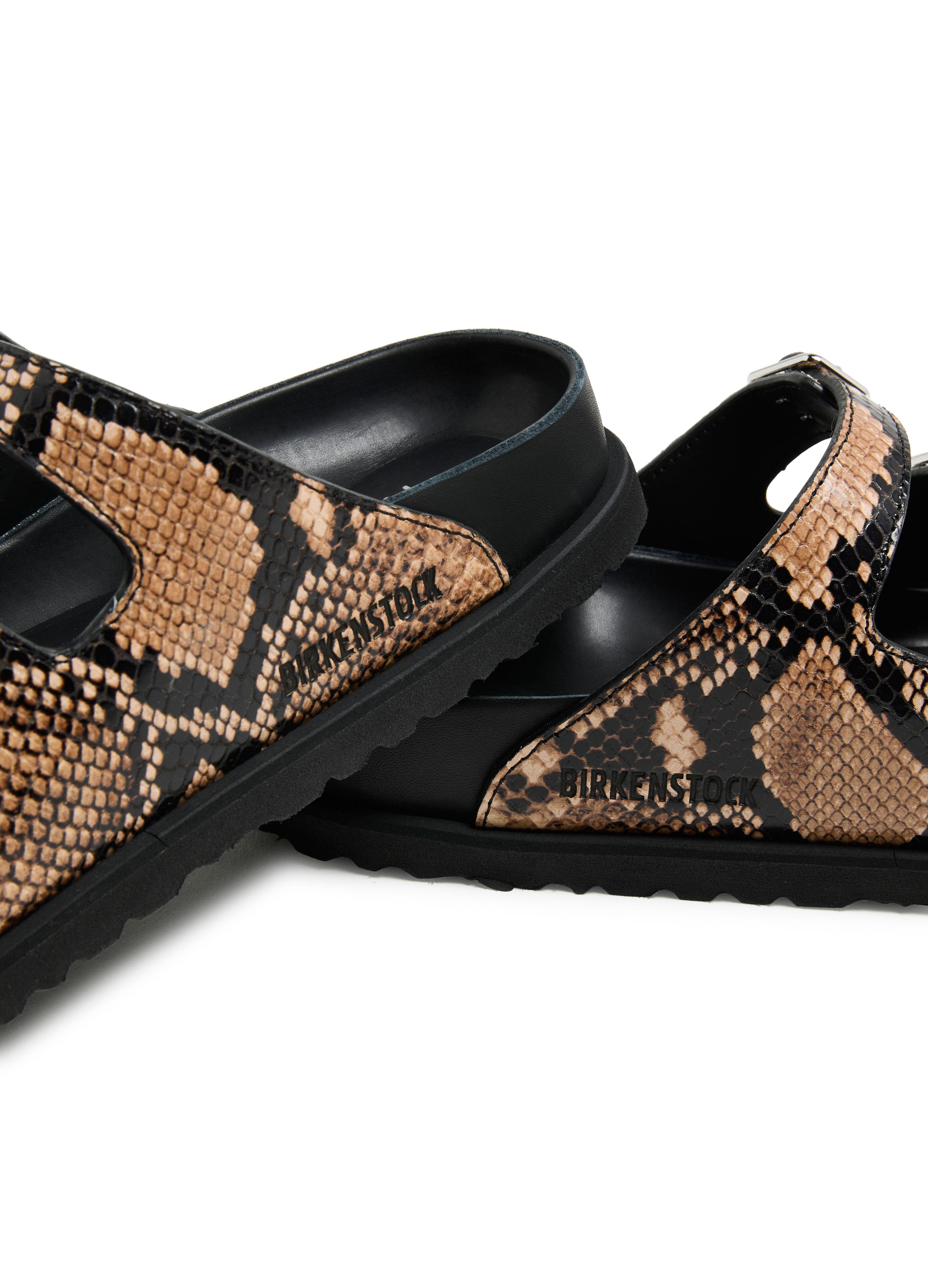 サンダル・ミュール Birkenstock Florida Snake Leather Sandals With Adjustable Birkenstock Florida Snake Leather Sandals in Brown | Lyst